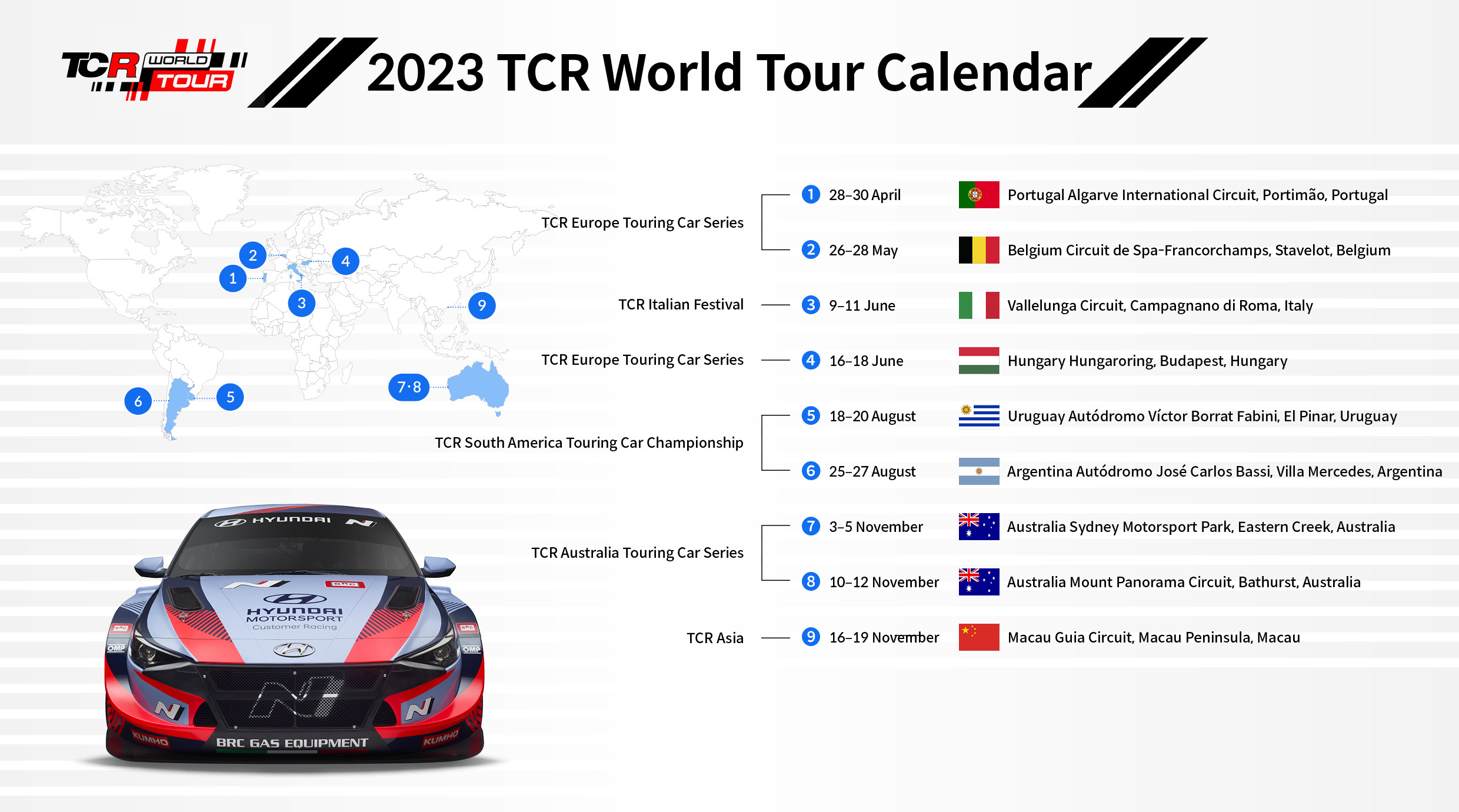 2023 TCR World Tour Schedule Infographic