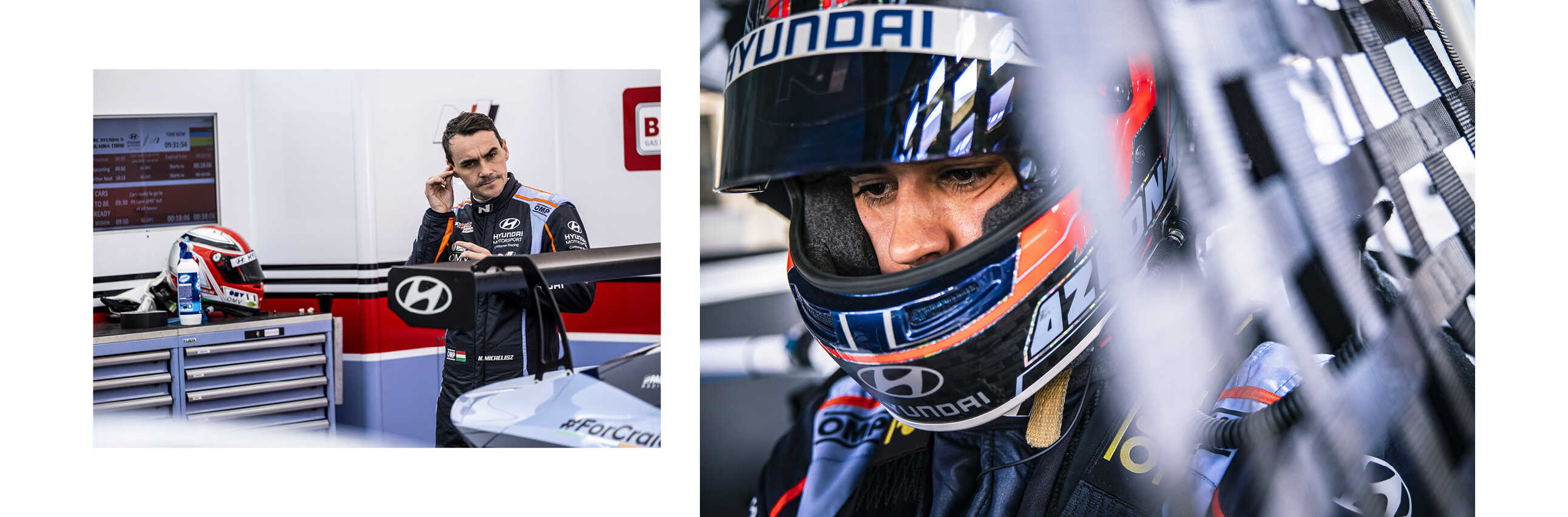 Norbert Michelisz and Mikel Azcona preparing for the race