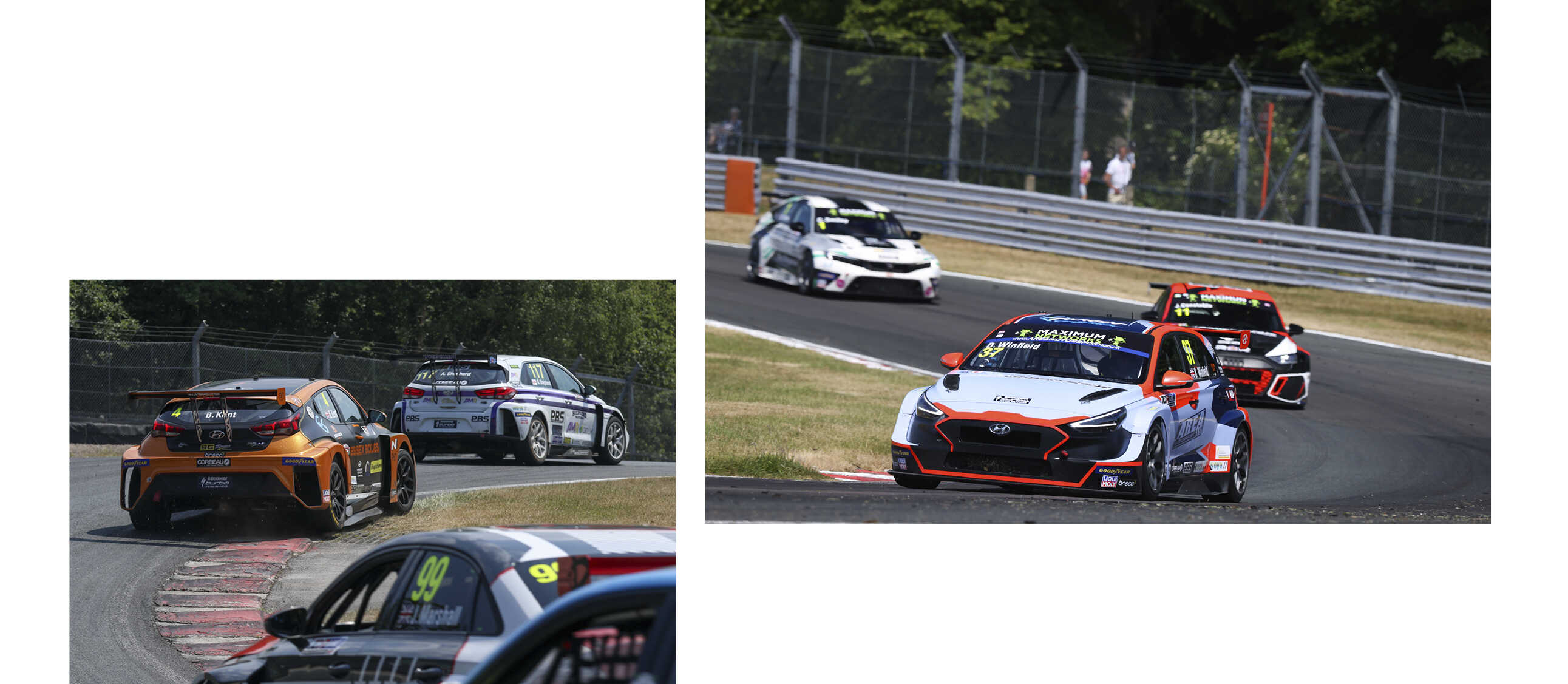 TCR racing cars are running on the circuit