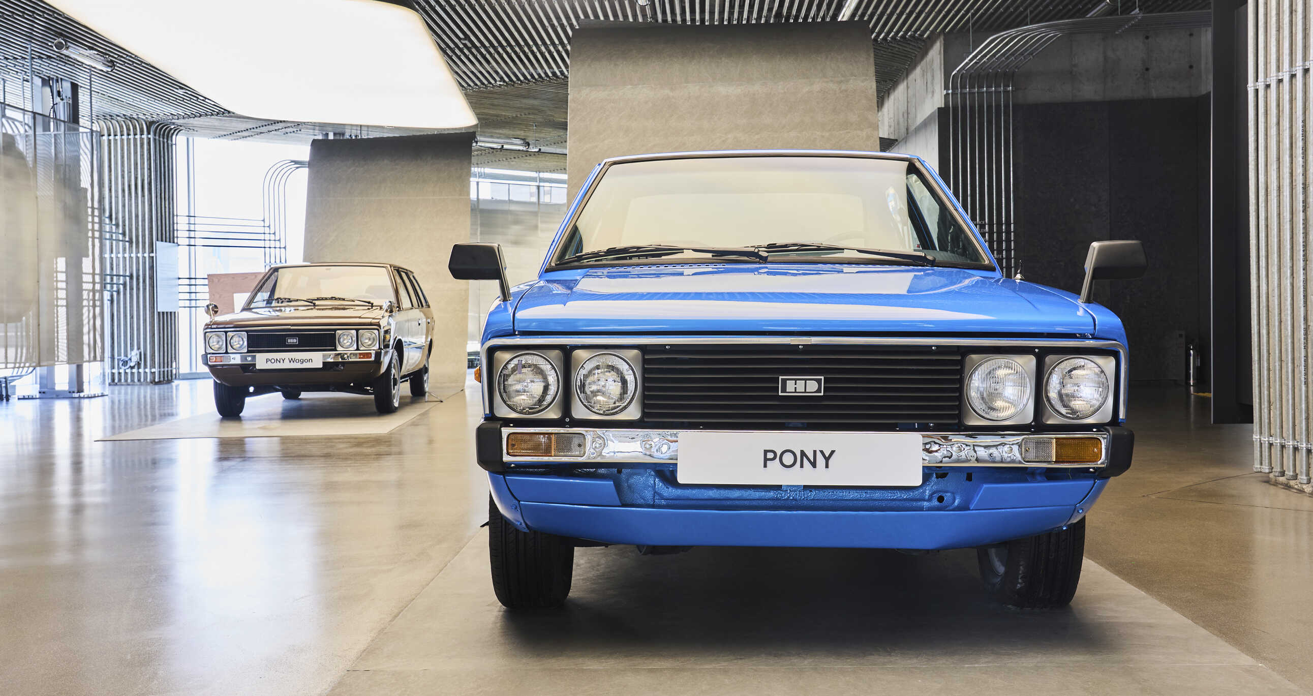 Pony on display at Hyundai Motorstudio