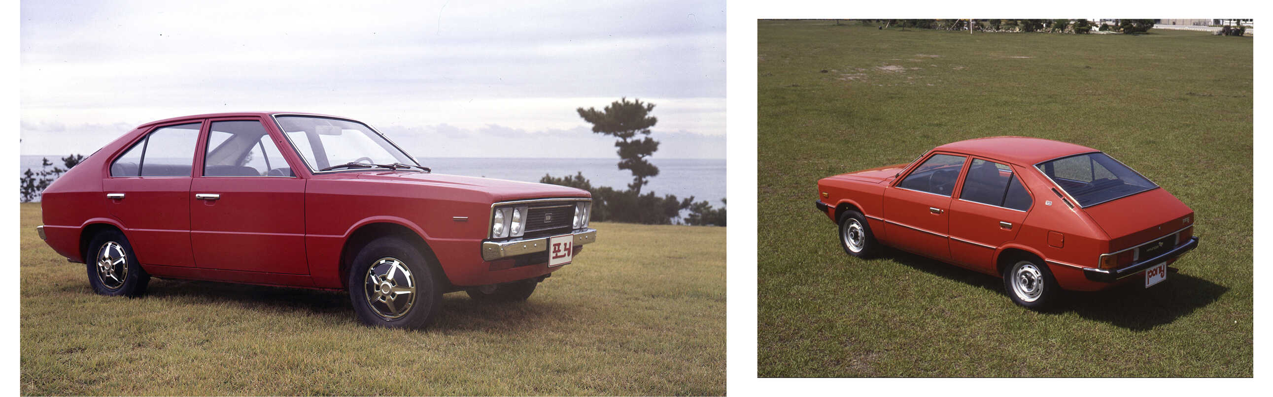 Front/rear of Pony parked on the lawn