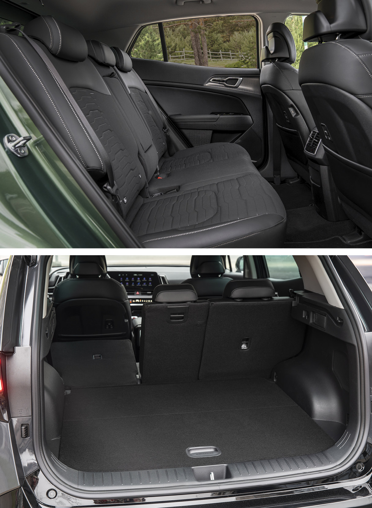 스포티지의 2열 및 트렁크 공간을 비춘 모습