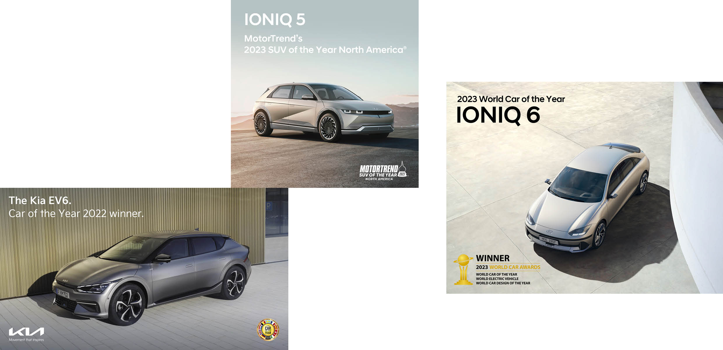 현대차그룹 전기차들의 주요 수상 현황을 정리한 사진