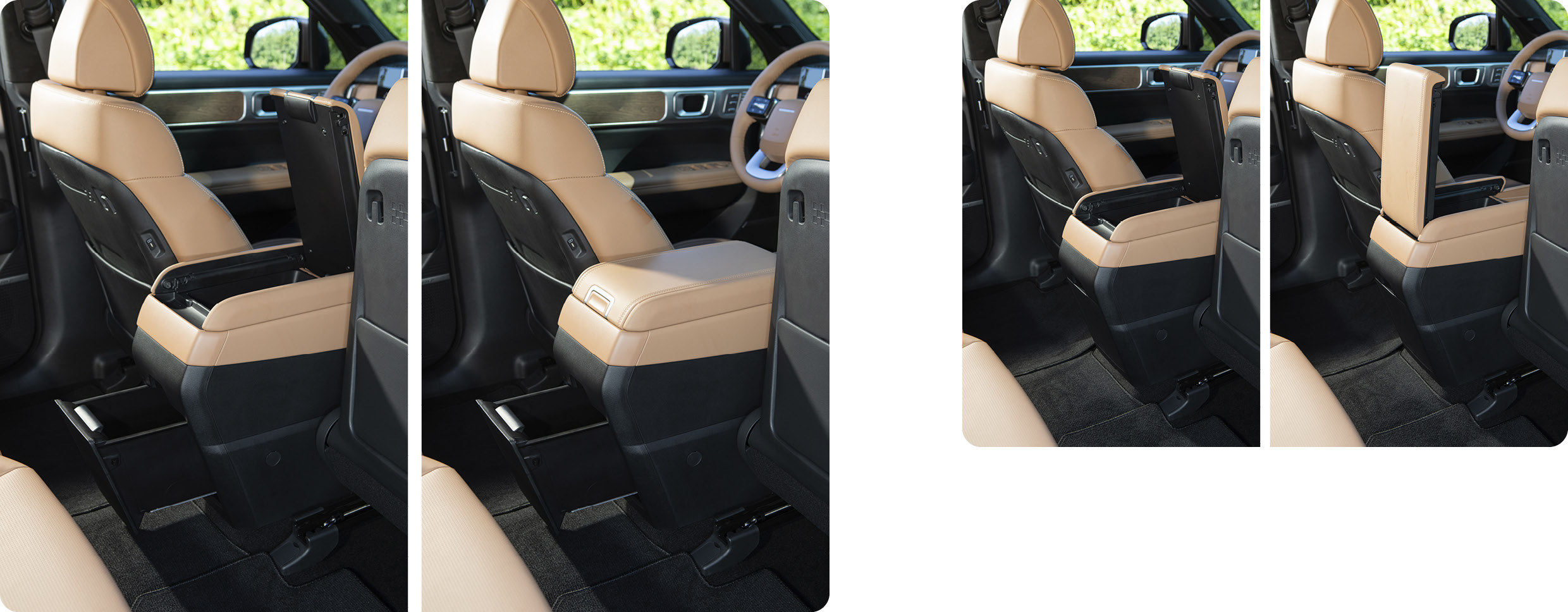 현대자동차 디 올 뉴 싼타페의 양방향 멀티 콘솔을 활용하는 모습