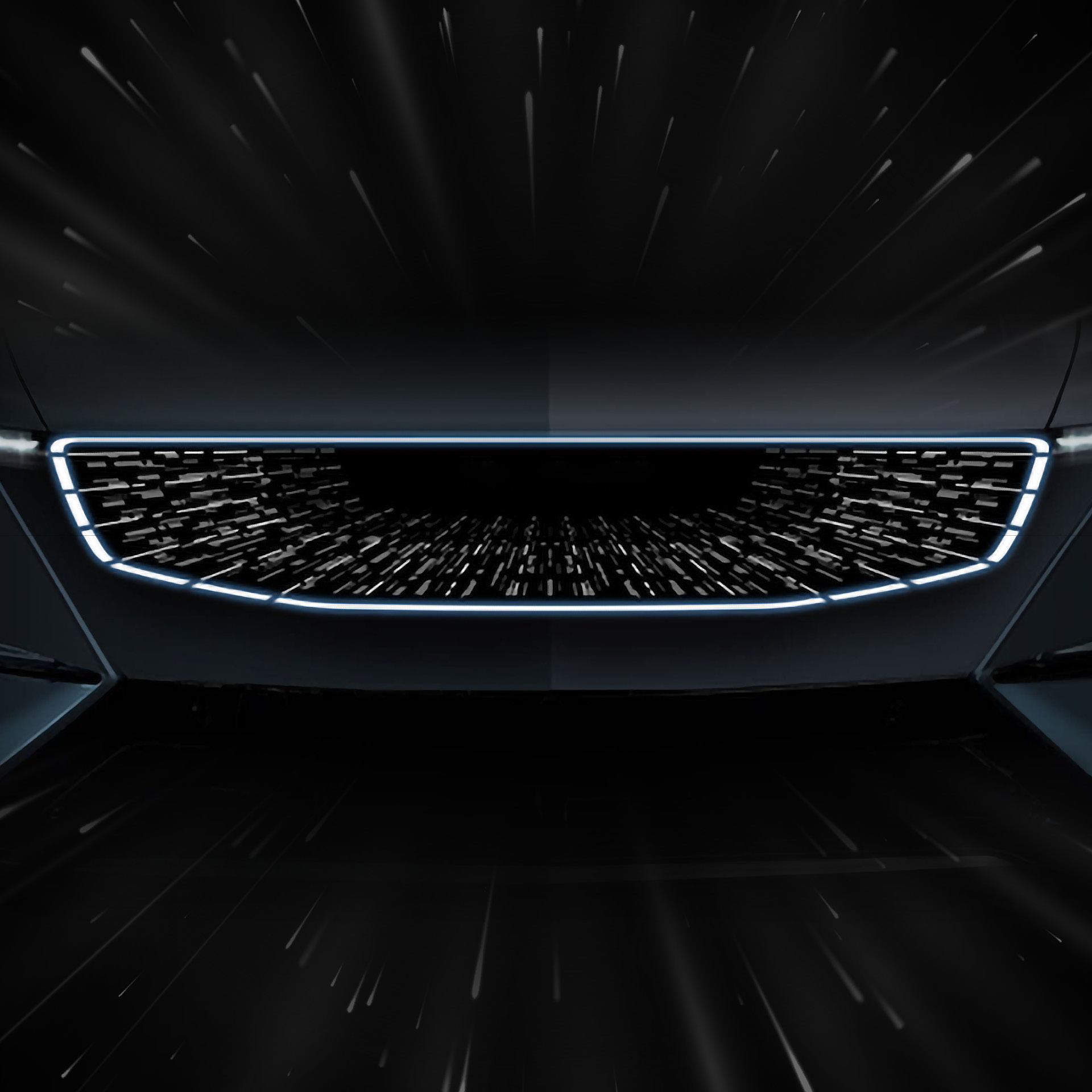 Front view of lenticular grille lighting