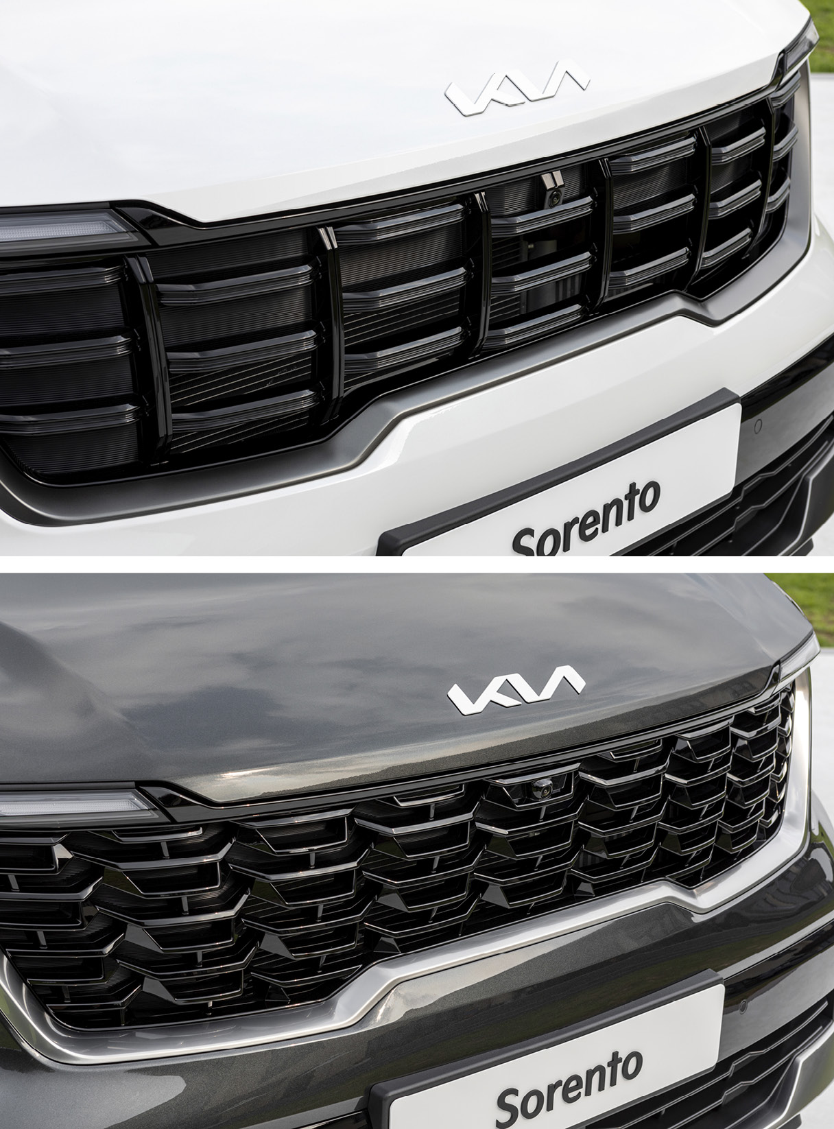 the grille of the new Sorento regular model and the grille of the Gravity trim