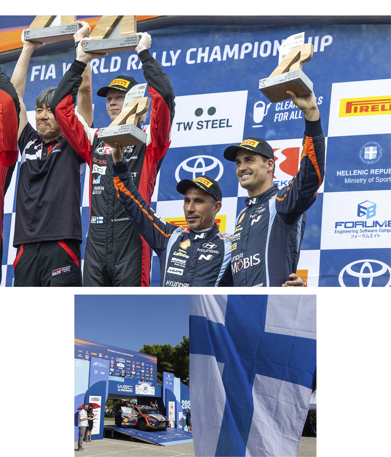 Dani Sordo lifting the trophy