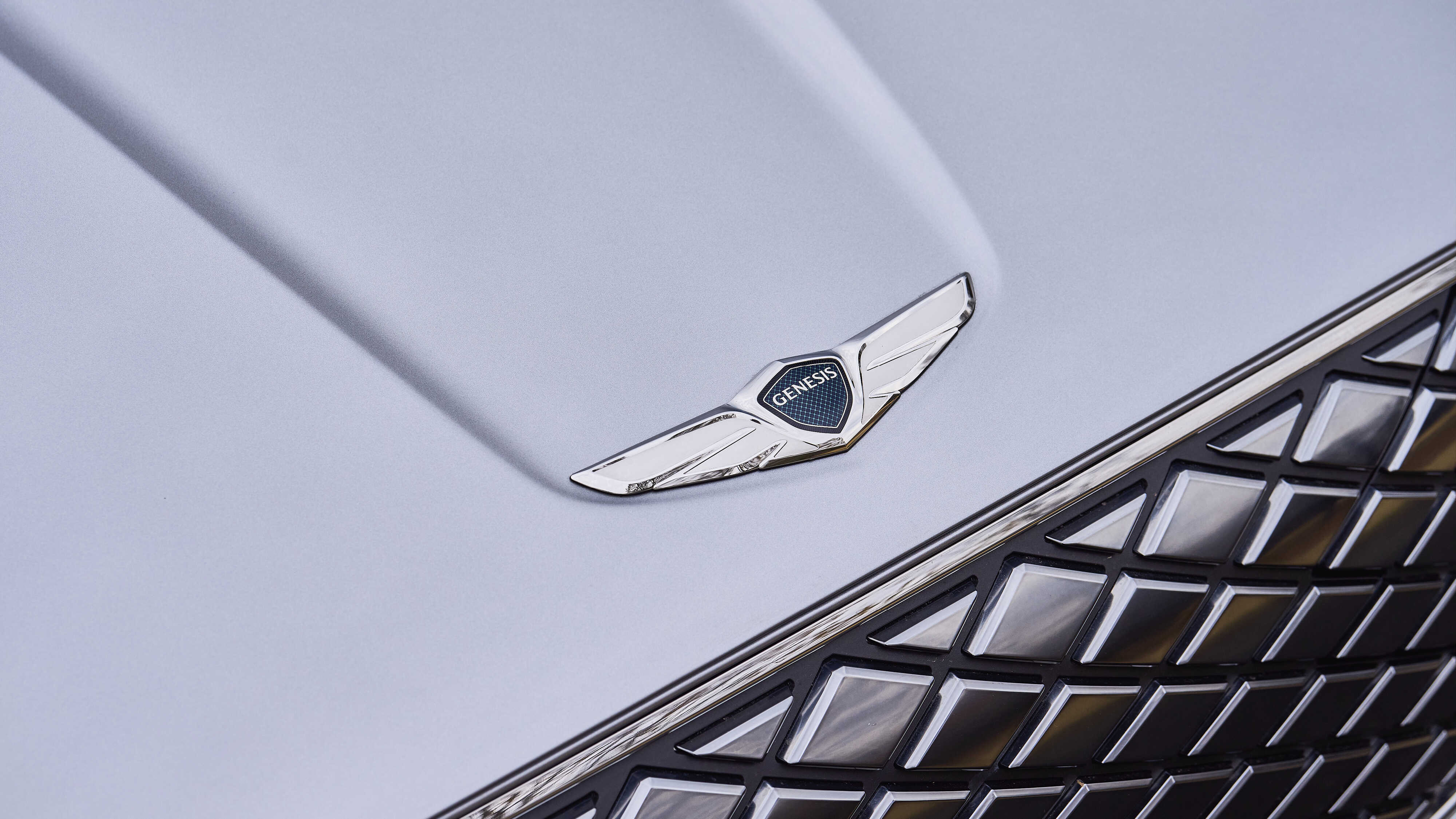 제네시스 엠블럼을 비춘 모습