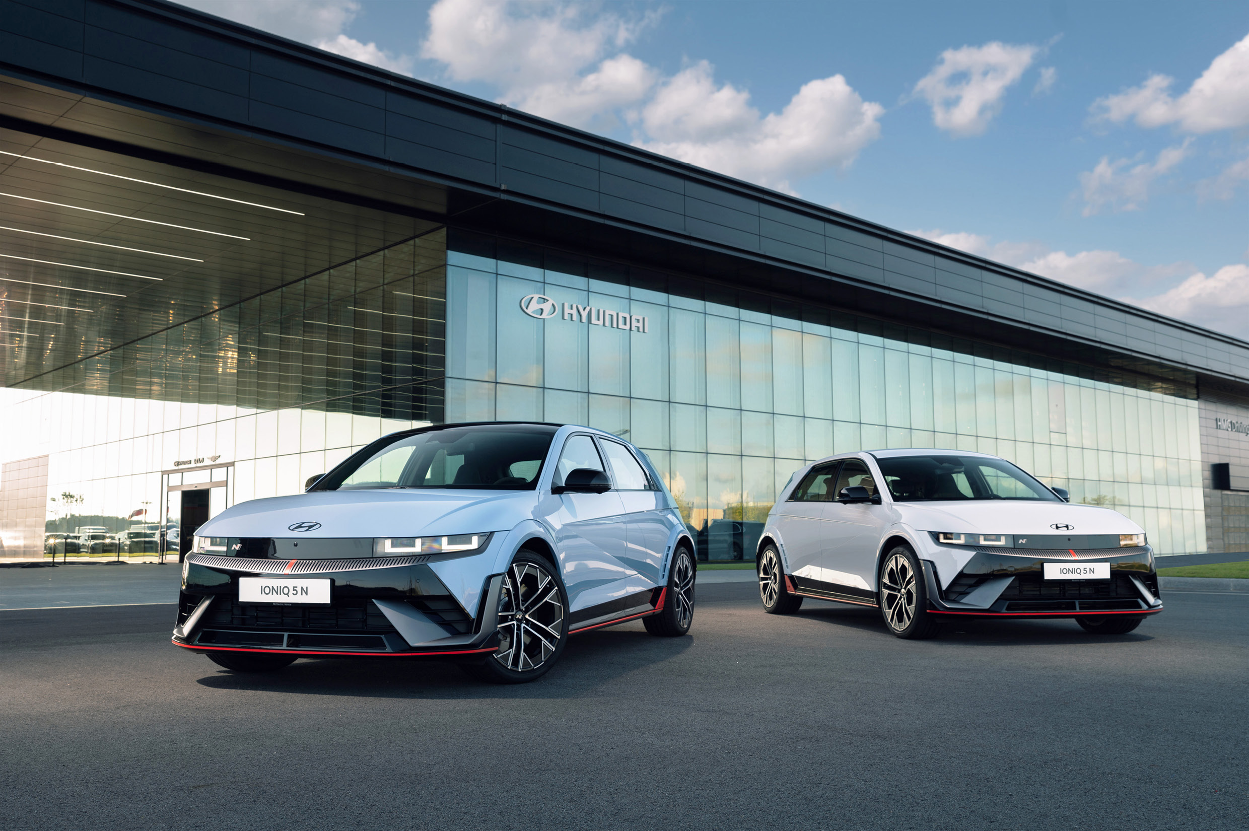 IONIQ 5 N stands in front of HMG Driving Experience Center