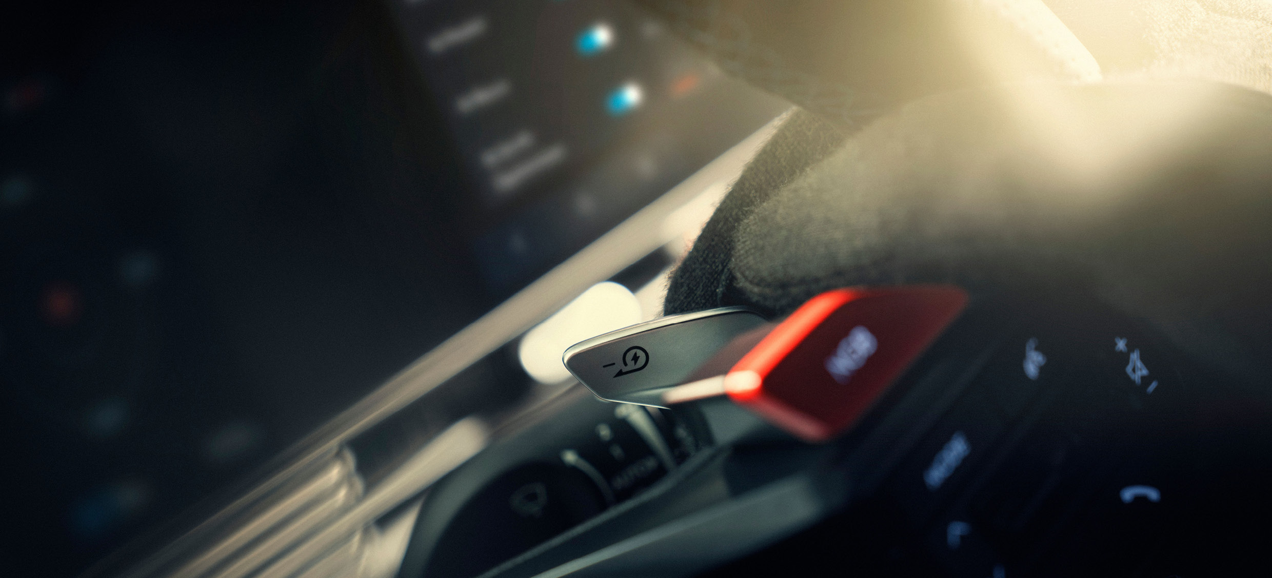 A driver is operating the paddle shift mounted on the steering wheel of IONIQ 5 N.