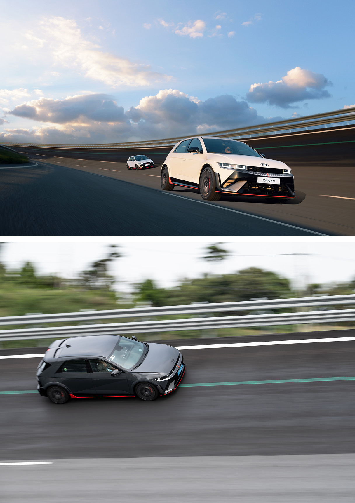 IONIQ 5 N speeding on a high-speed main circuit
