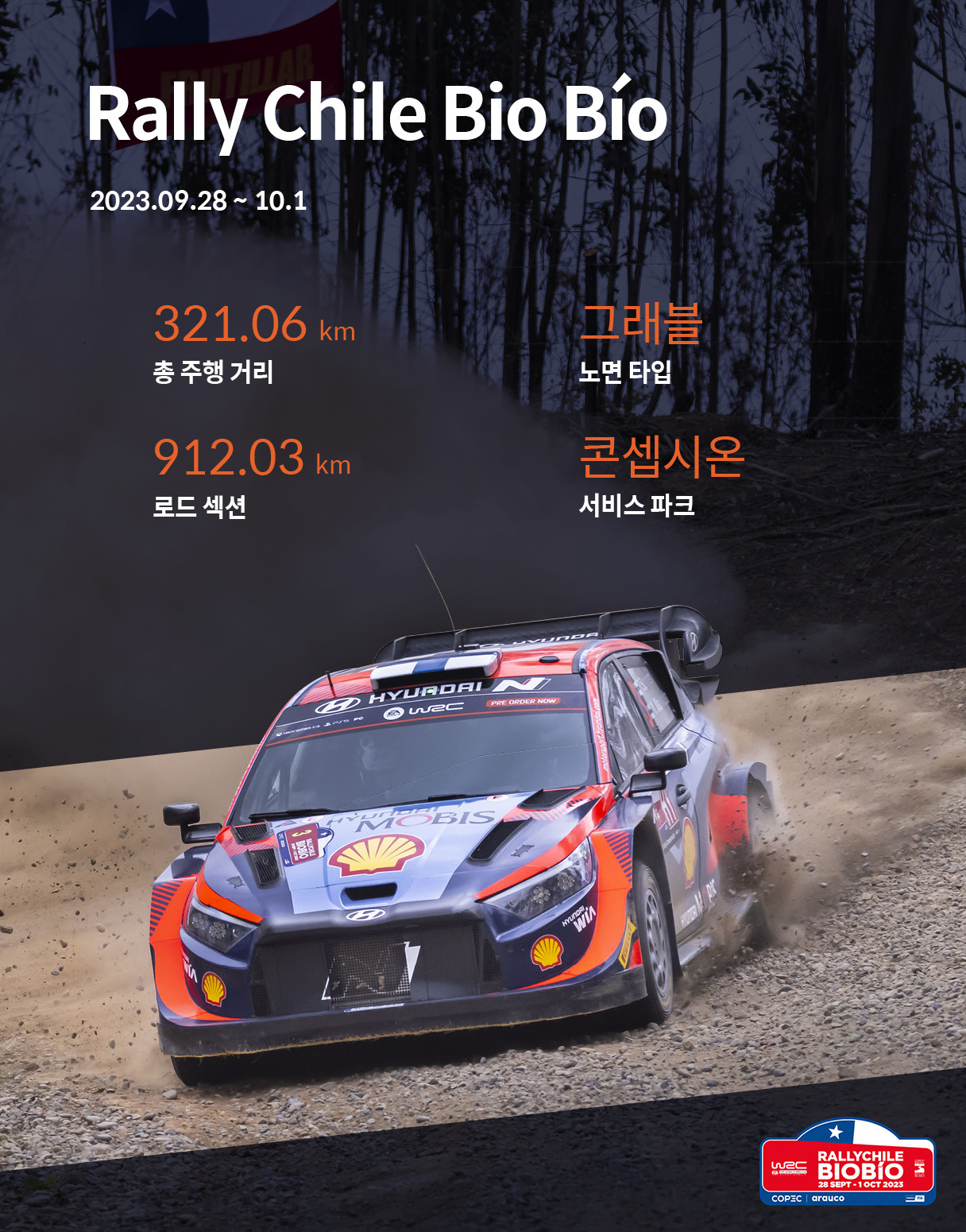 칠레 랠리 주행 정보를 요약한 인포그래픽