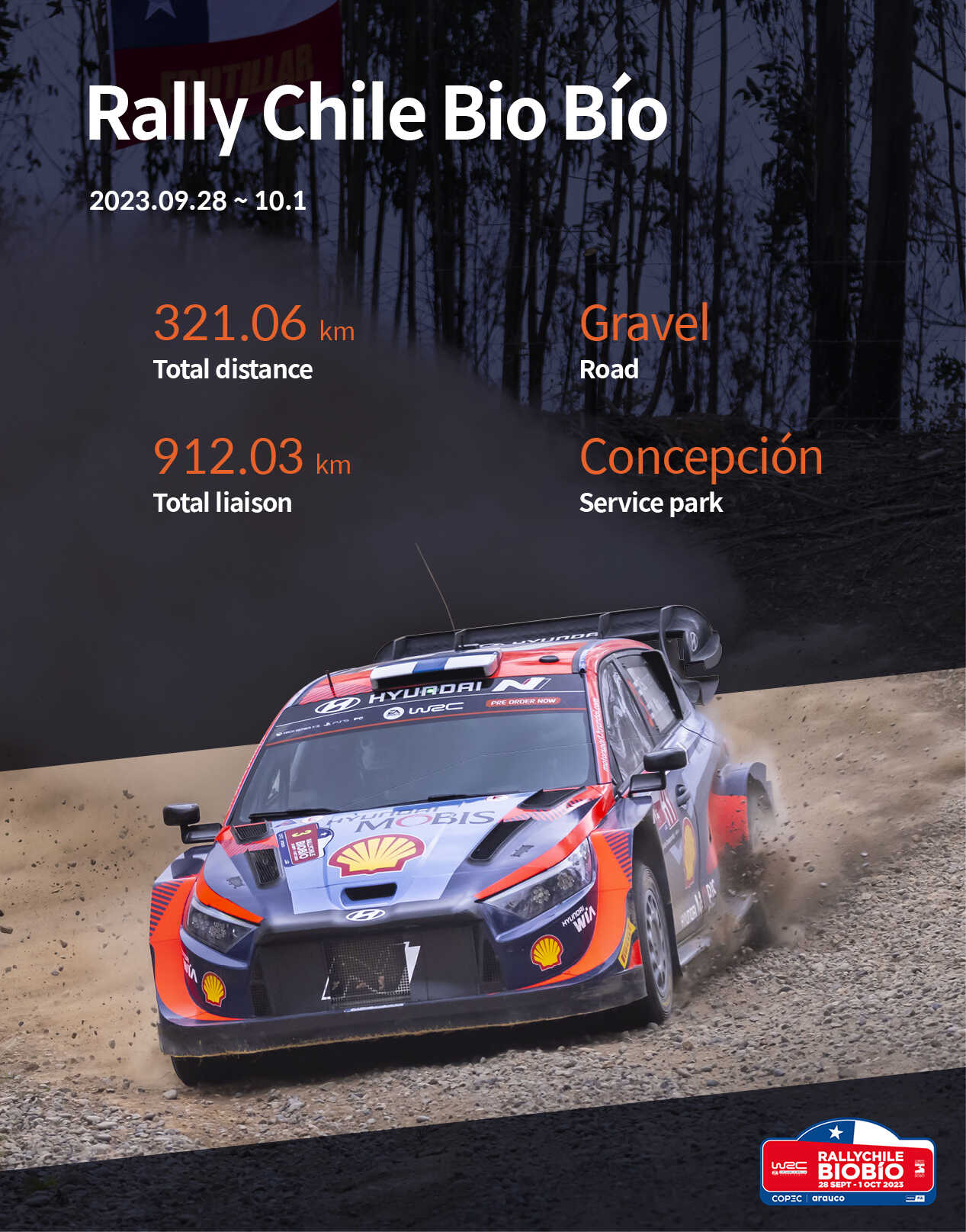 Infographic summarizing information about the Chile Rally