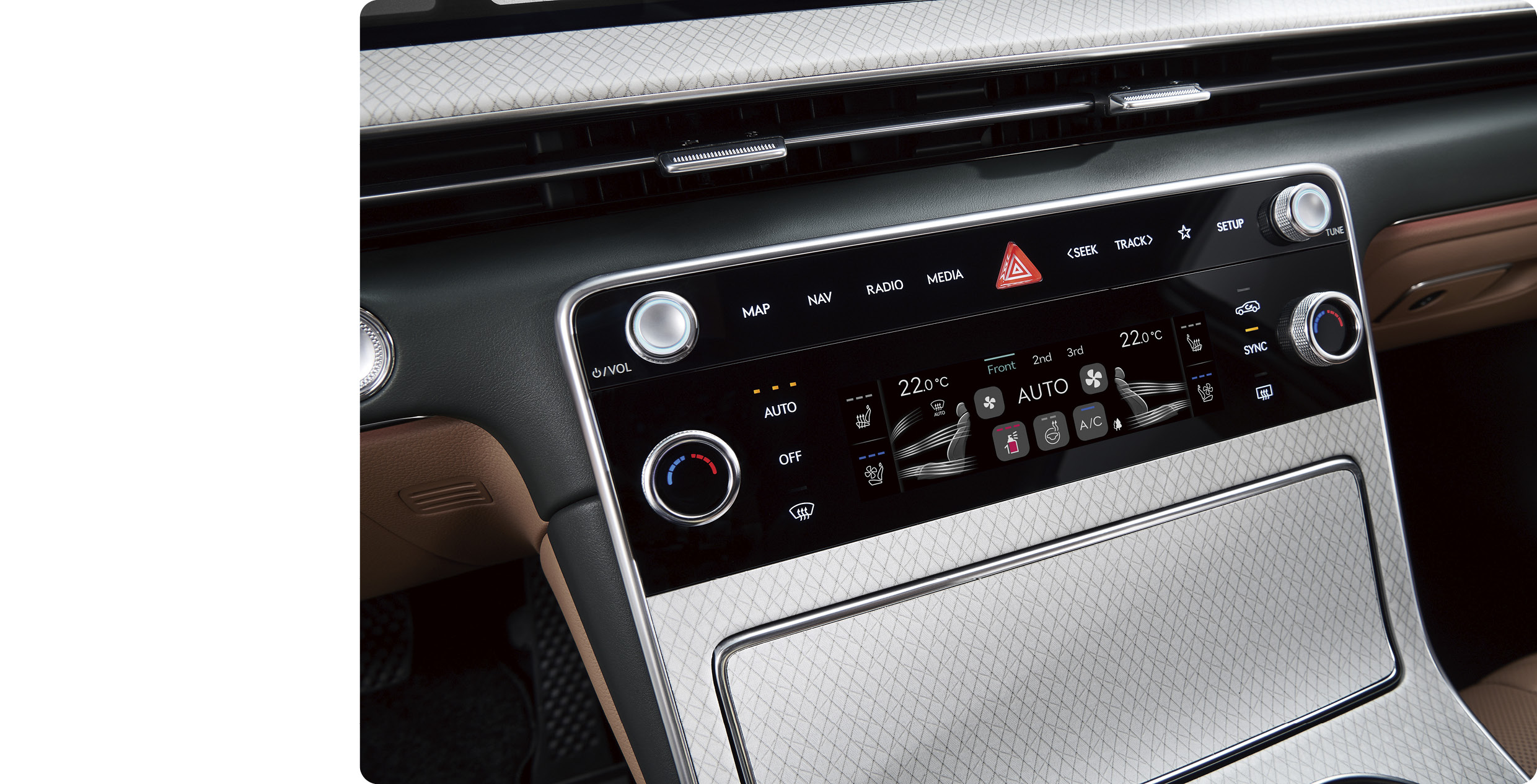 공조 시스템 터치패널을 비춘 모습