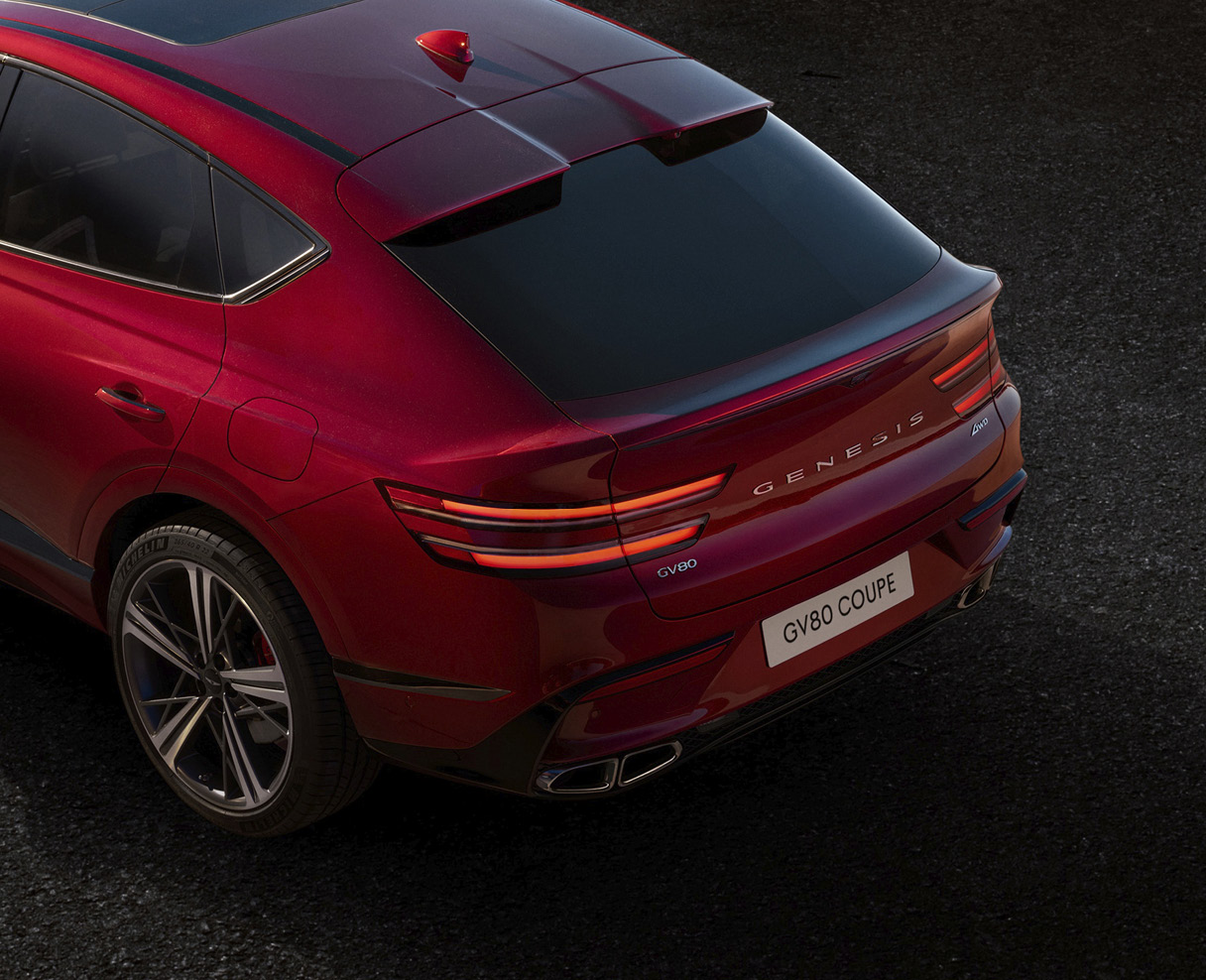 Close-up image of the rear of the Genesis GV80 Coupe