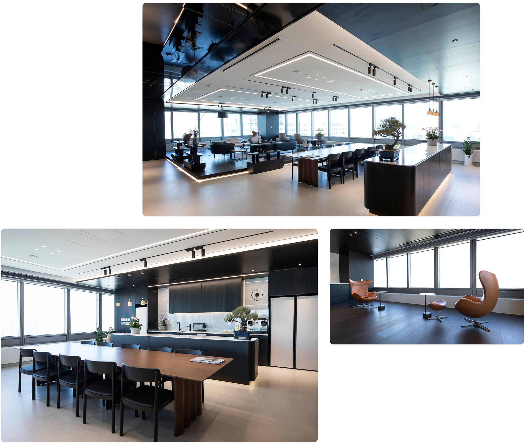 강남 프리미어PB센터의 넓은 라운지 공간에서 방문객 누구나 편하게 휴식, 커뮤니티 활동을 누릴 수 있다.