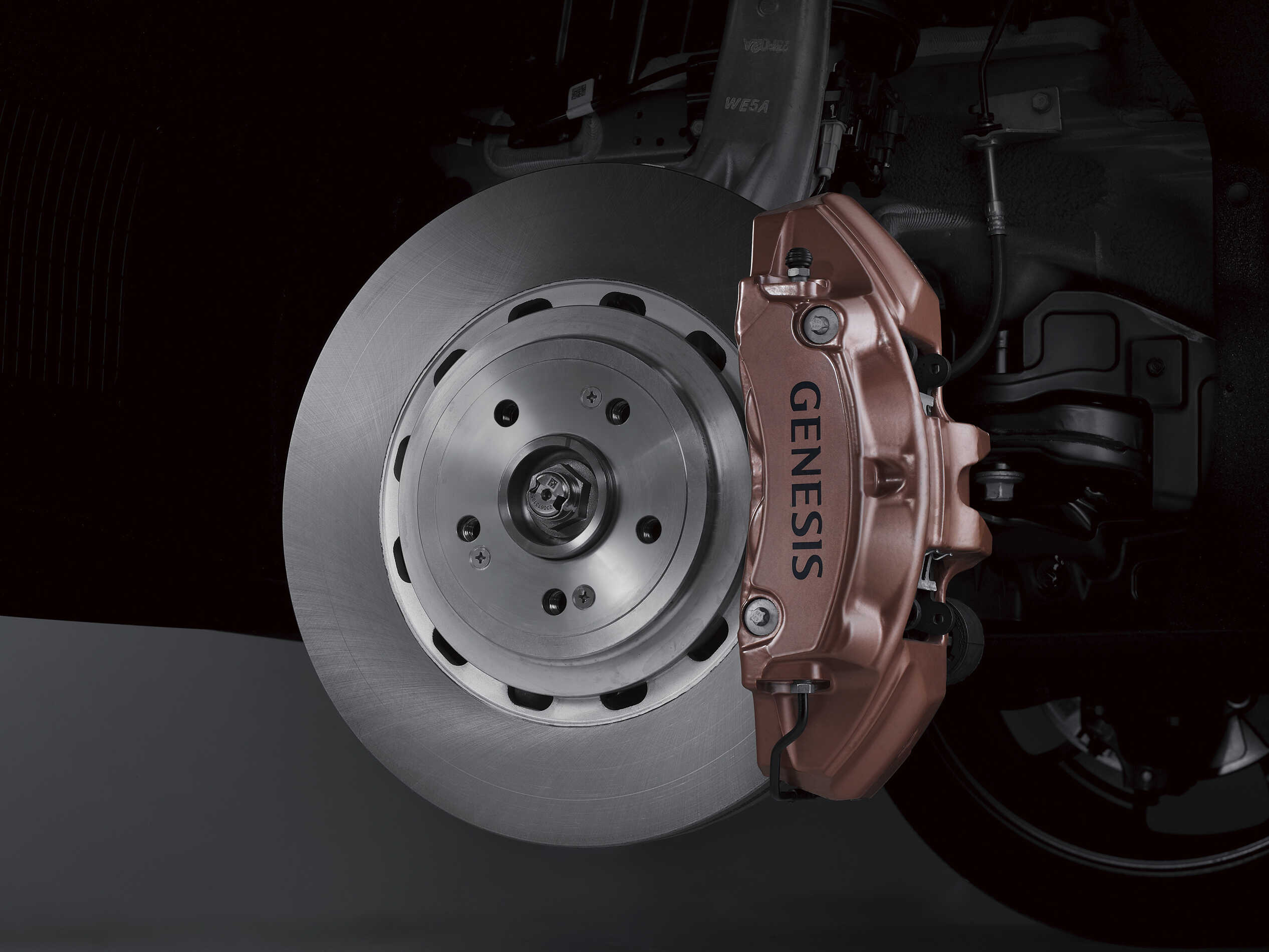 Brake caliper painted in copper color