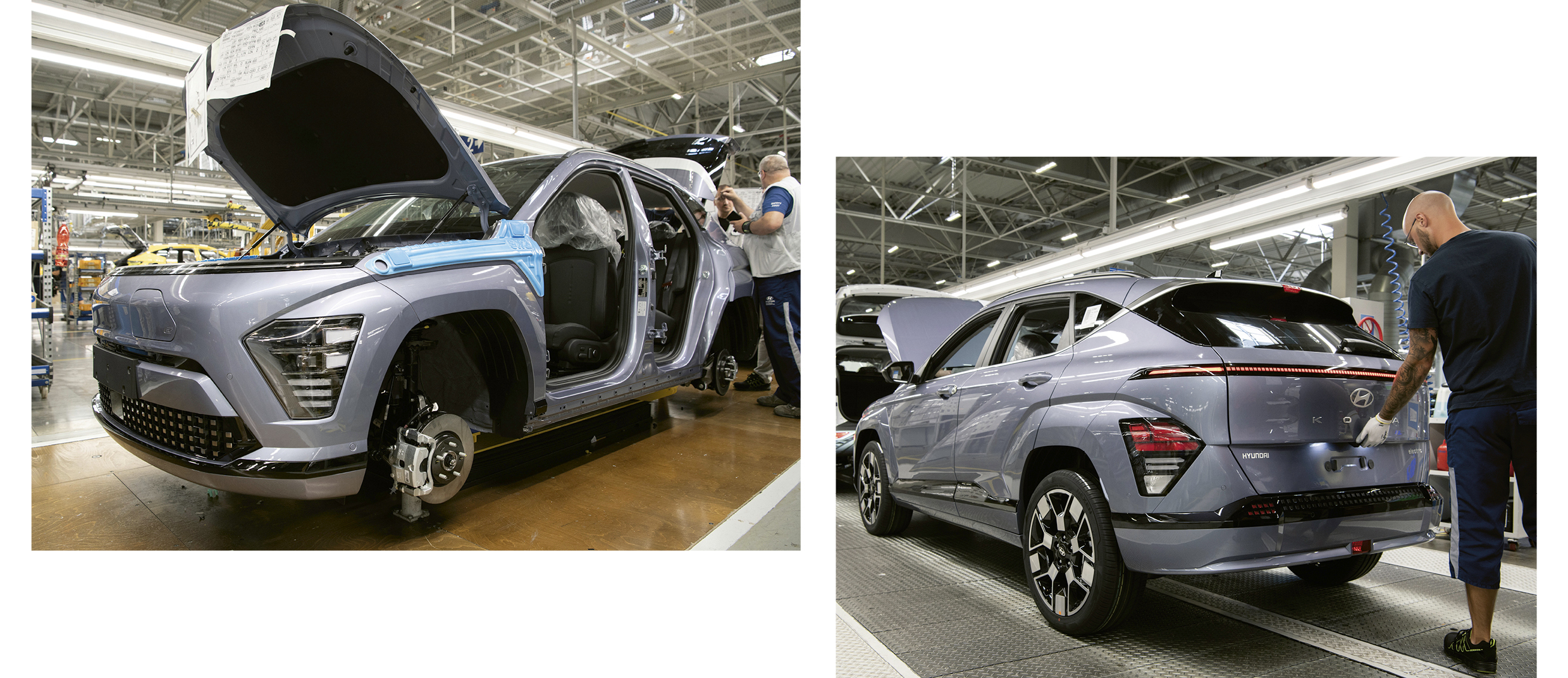 현대자동차 코나 일렉트릭의 생산 중 모습