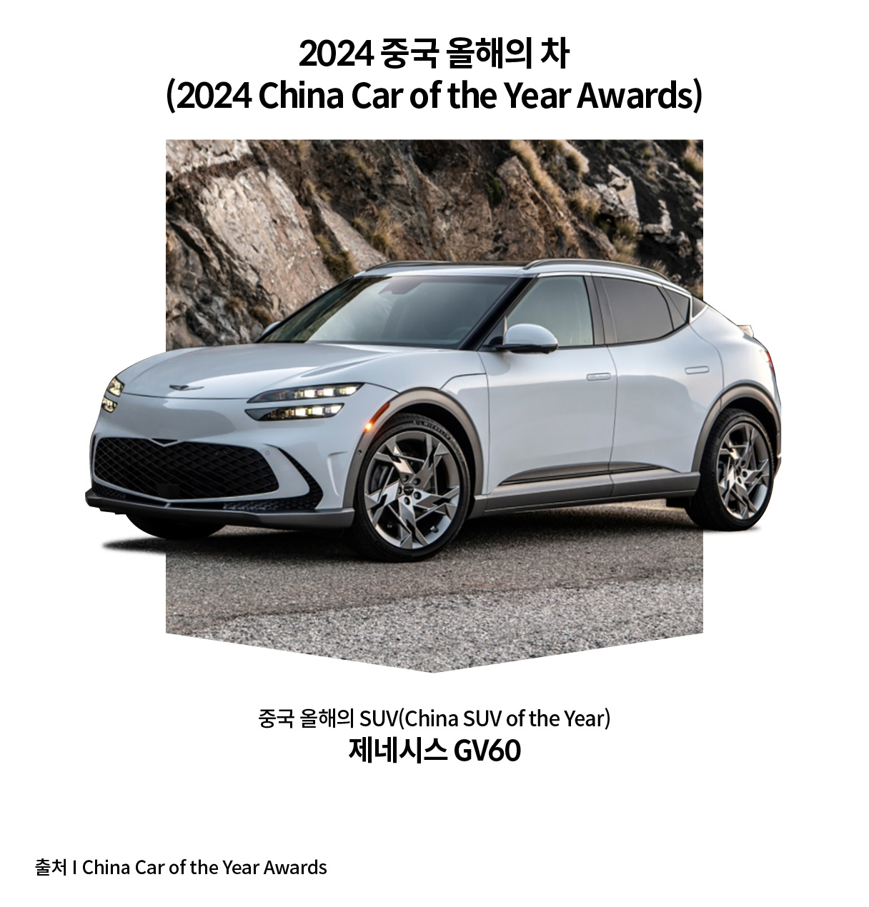 2024 중국 올해의 SUV에 선정된 제네시스 GV60 전측면 모습