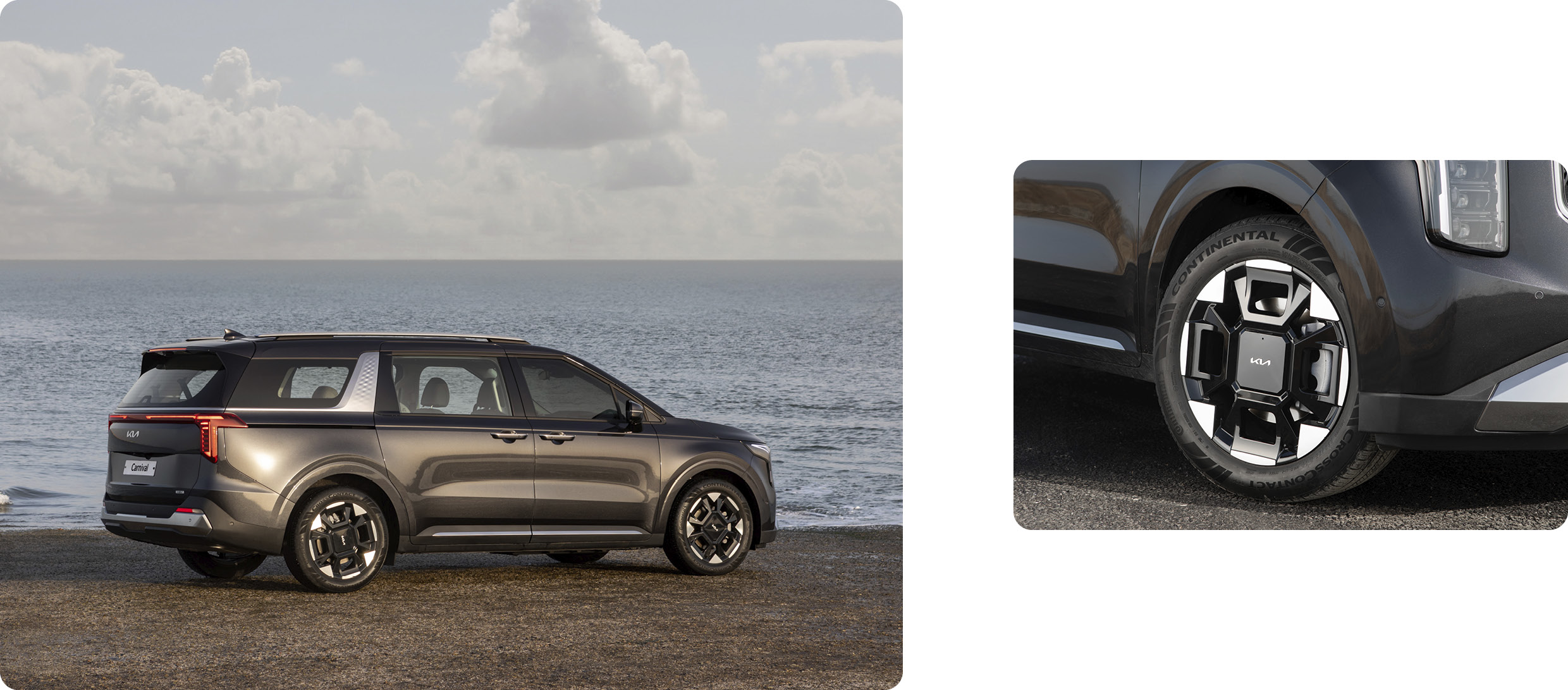 기아 더 뉴 카니발 하이브리드와 19인치 휠의 모습