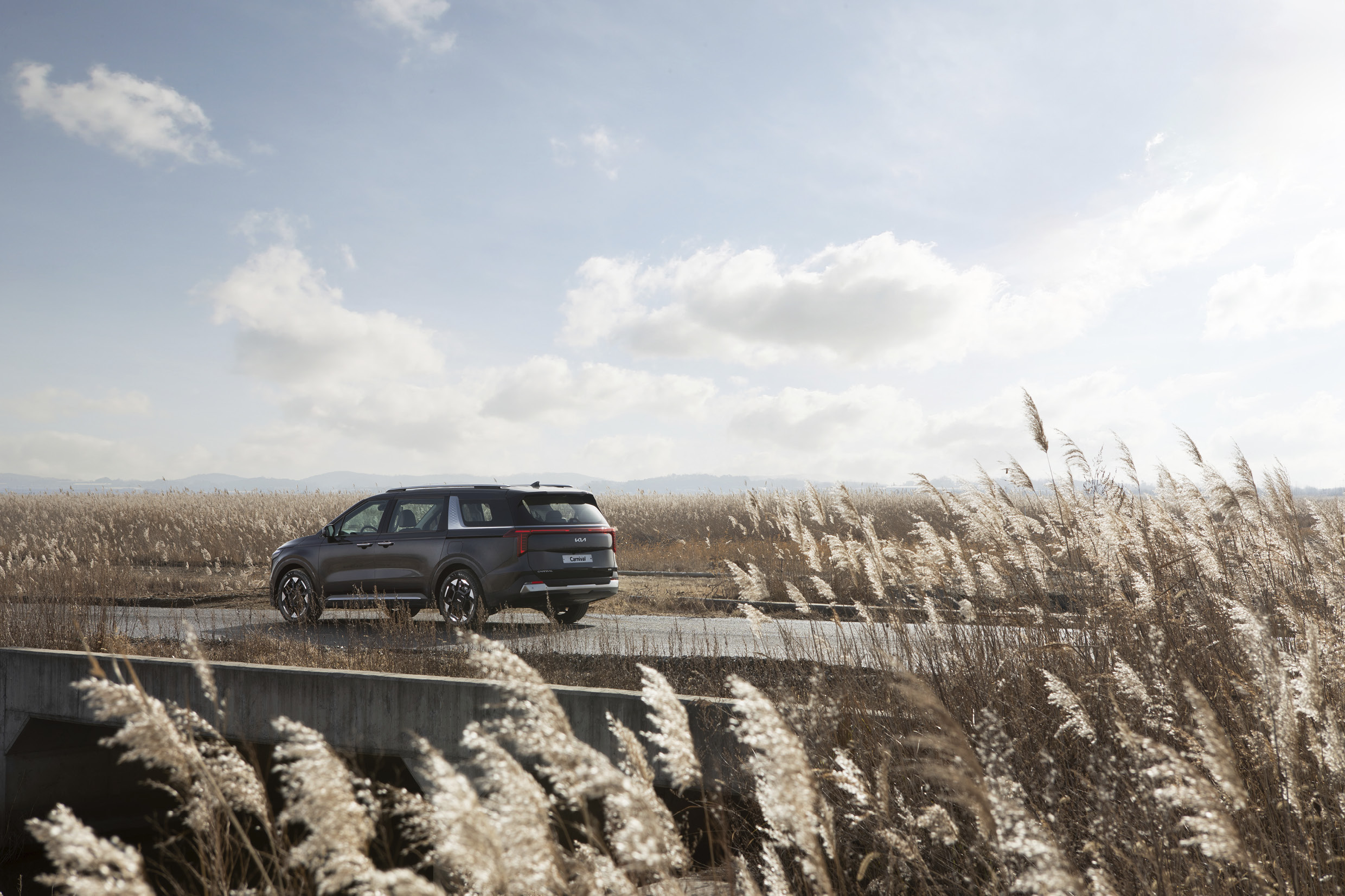 Kia the new carnival hybrid in motion