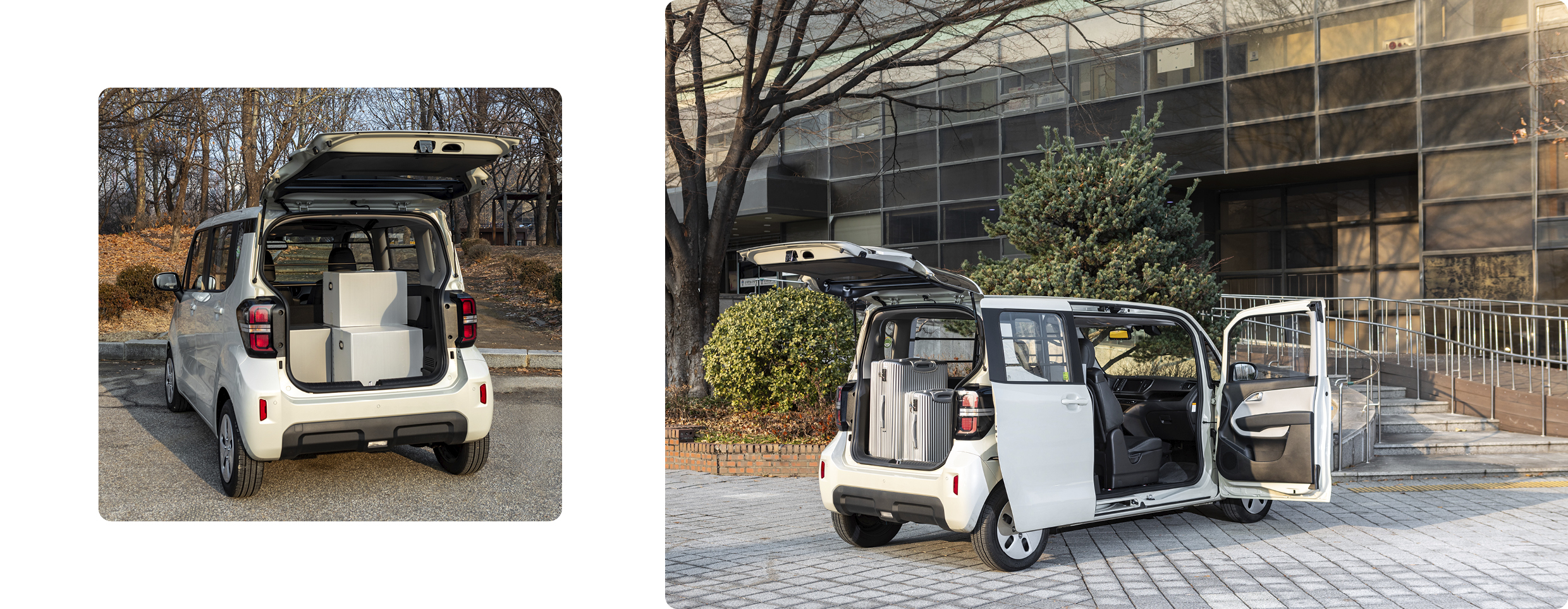 레이 EV에 많은 짐을 적재한 모습