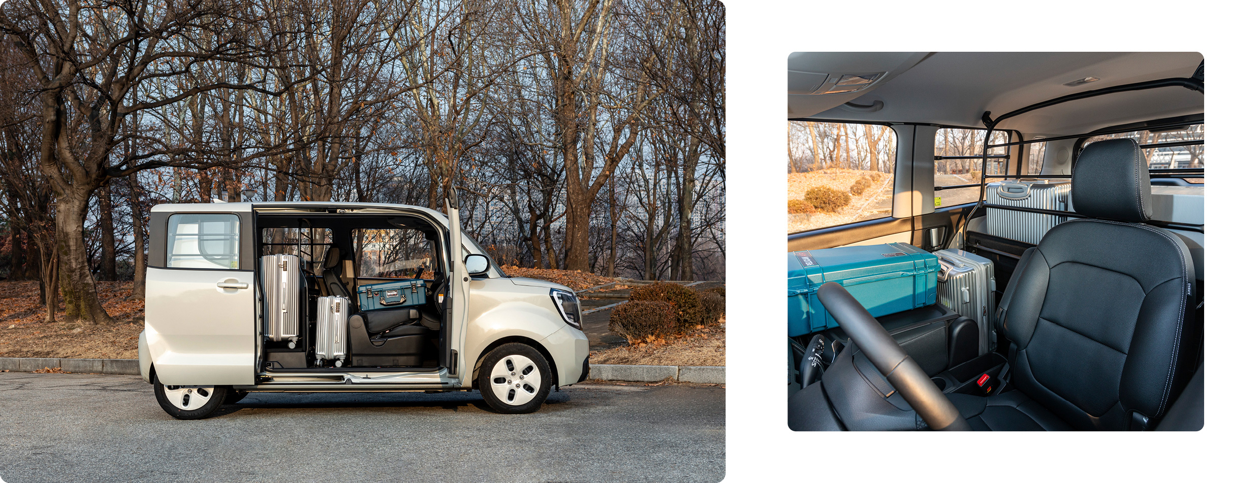 레이 EV에 많은 짐을 적재한 모습