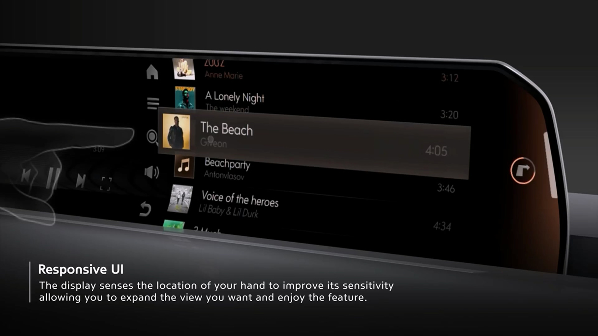 손가락을 움직여 기능을 제어하는 에어 제스처를 설명하는 이미지