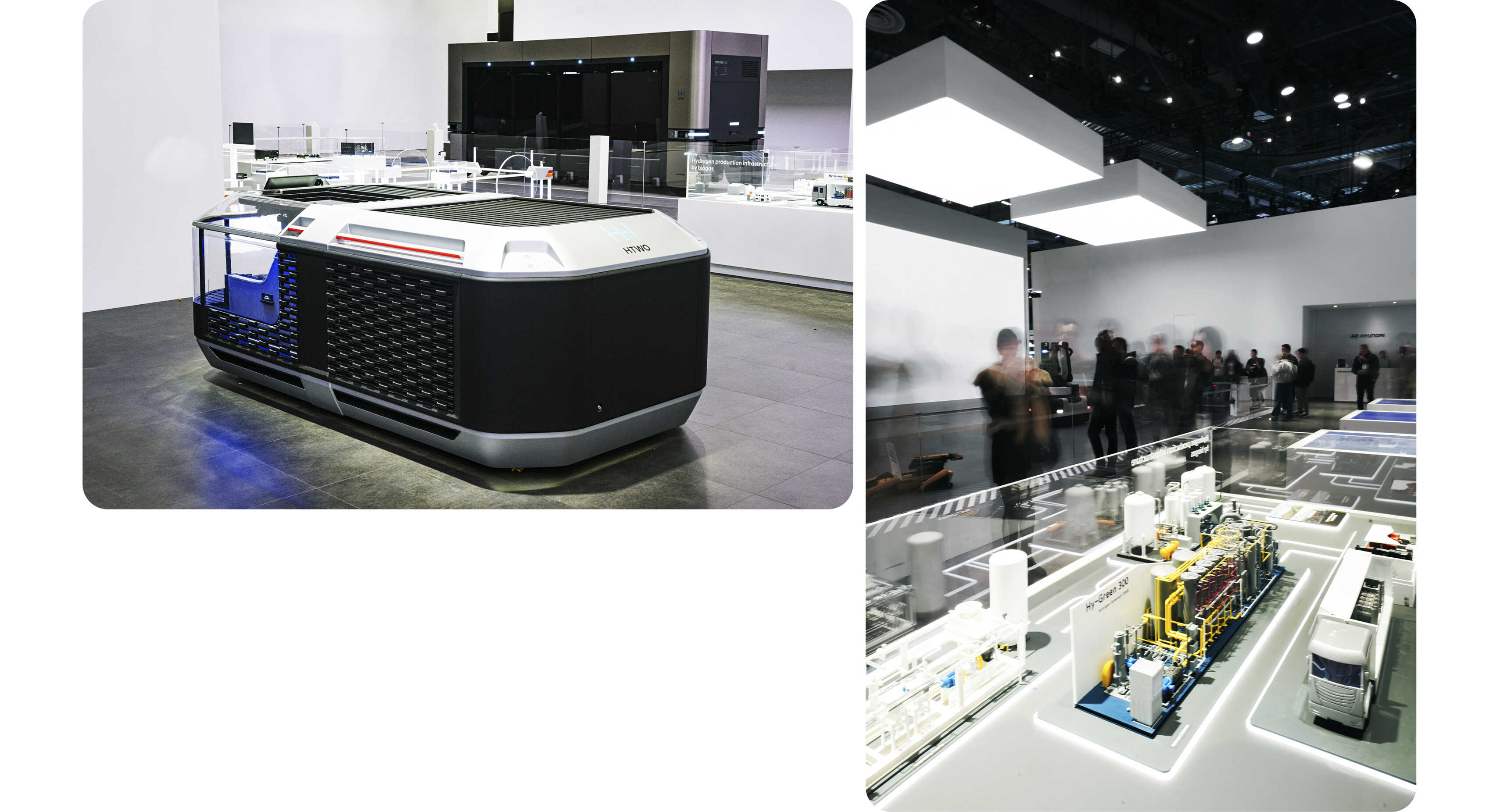 이동형 수소연료전지 발전기 모형과 W2H 공정의 디오라마