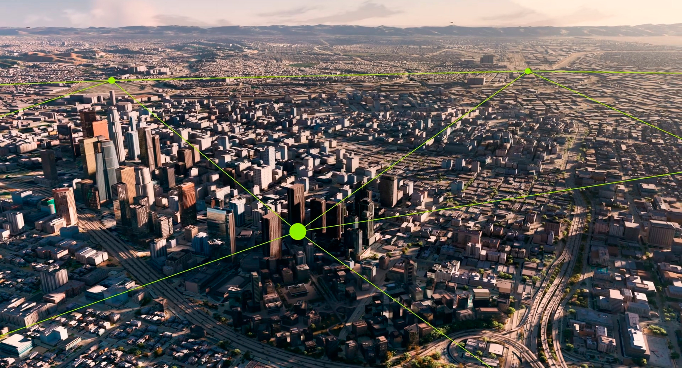 항공 모빌리티의 도심 내 이동 효율성을 표현한 사진