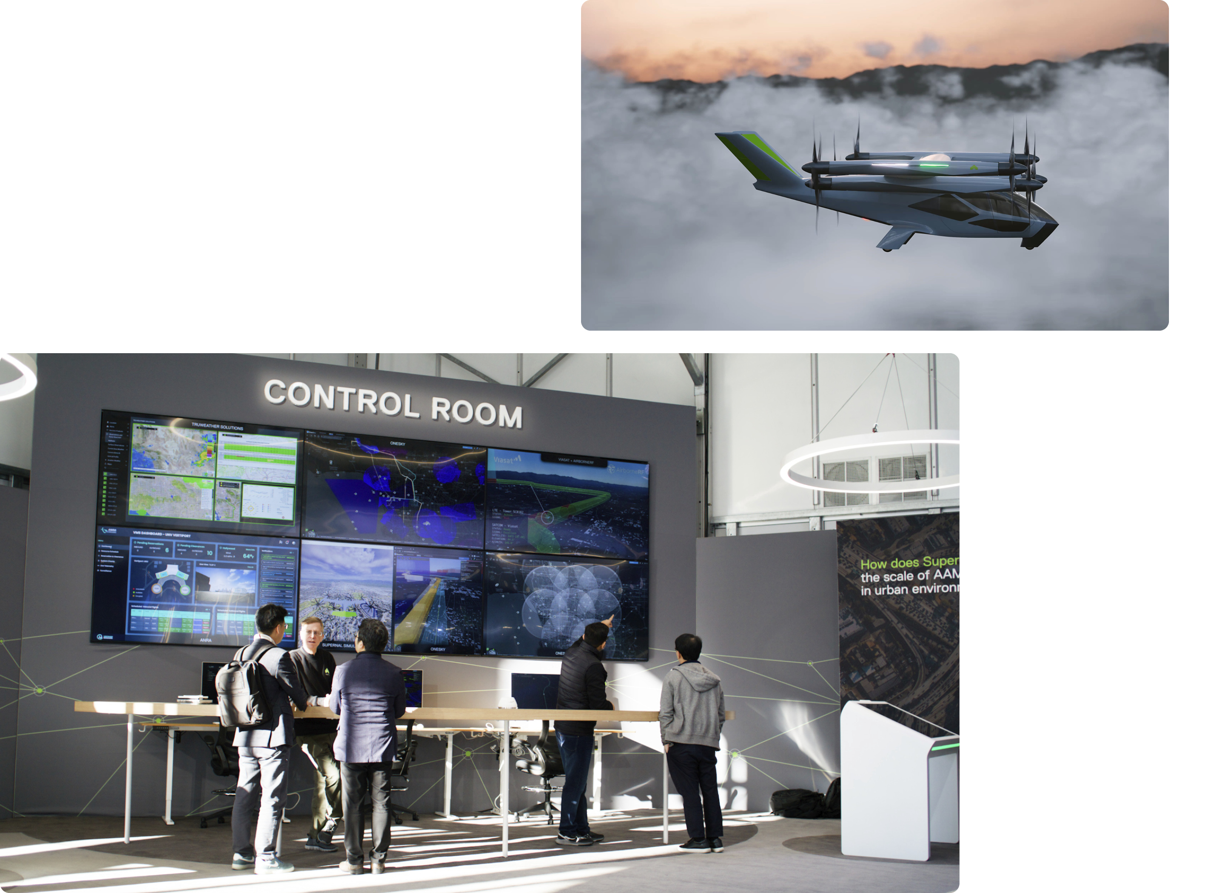 S-A2의 비행 모습과 관제실 예시