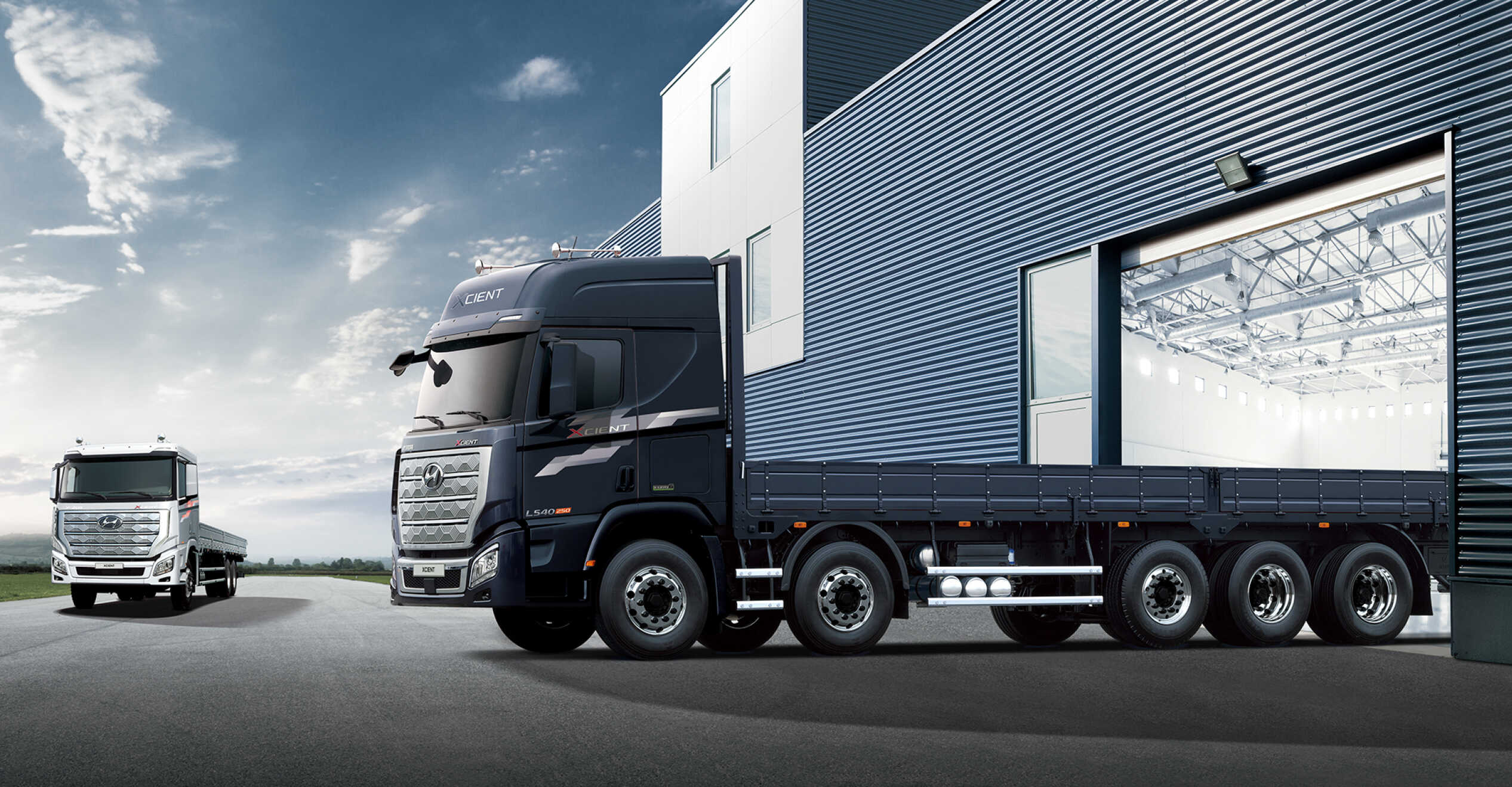 정비소에 있는 상용차들