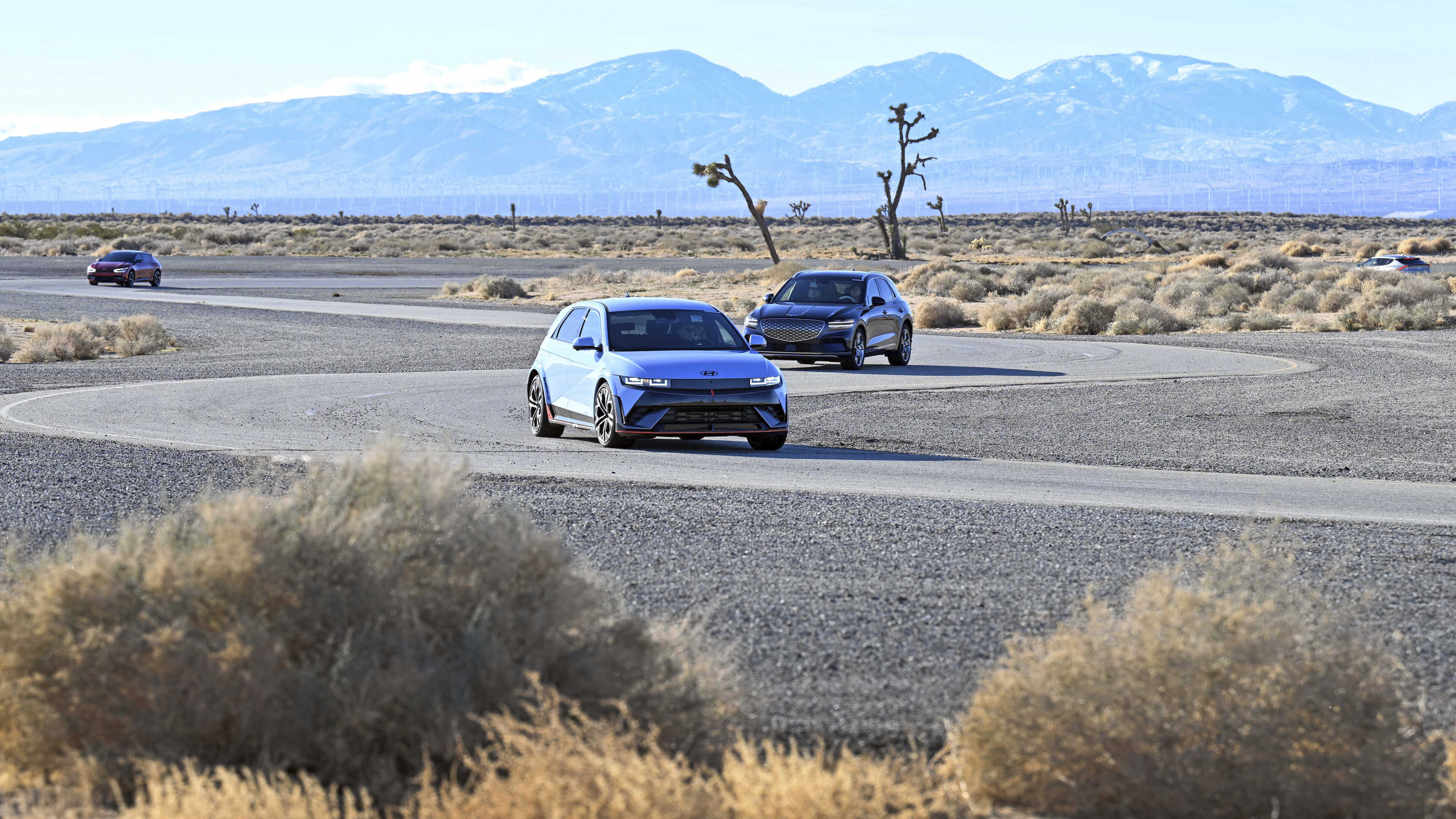 Various vehicles running on the driving test site