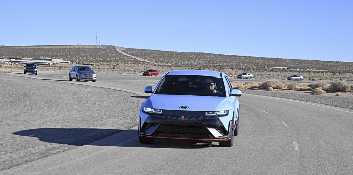 Various vehicles running on the driving test site
