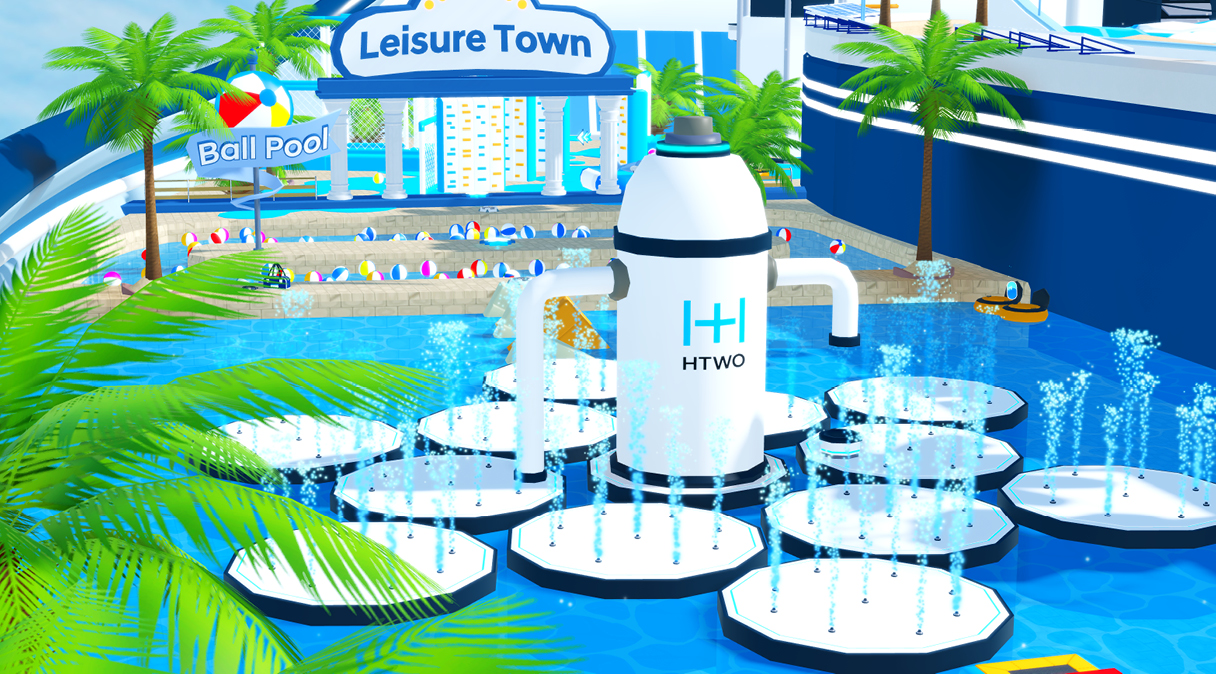 물 위 장애물을 피하면서 통과하는 HTWO 맵의 모습