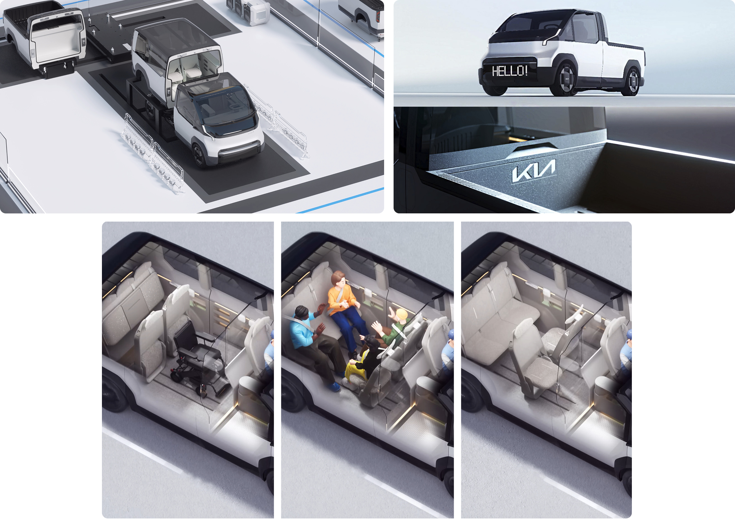 An image showing how the rear seat of the mobility vehicle can be used when the Easy Swap function, a feature of the Kia PBV lineup, is turned on.