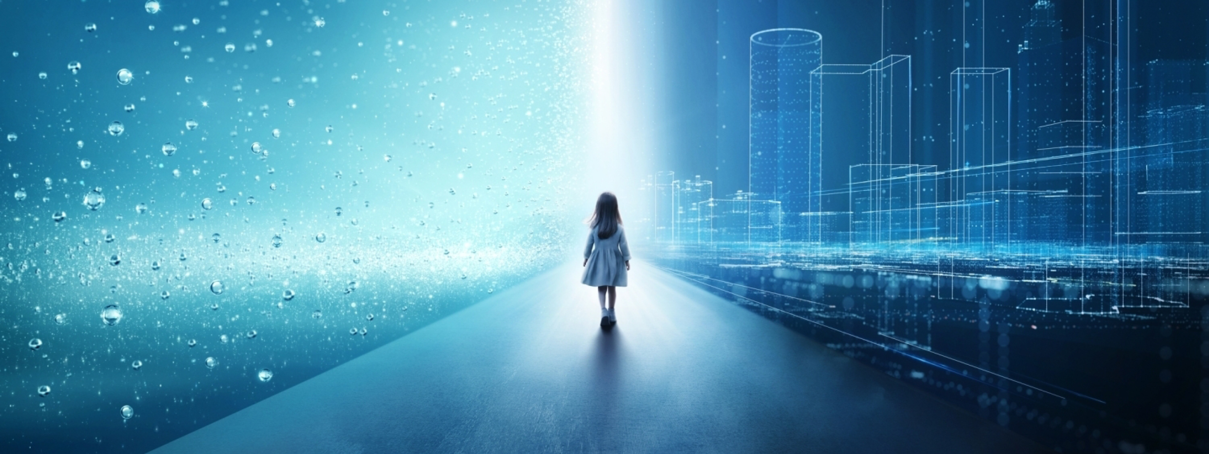 현대차그룹의 미래 모빌리티와 수소 에너지 생태계가 구현된 미래의 상징성을 나타낸 모습