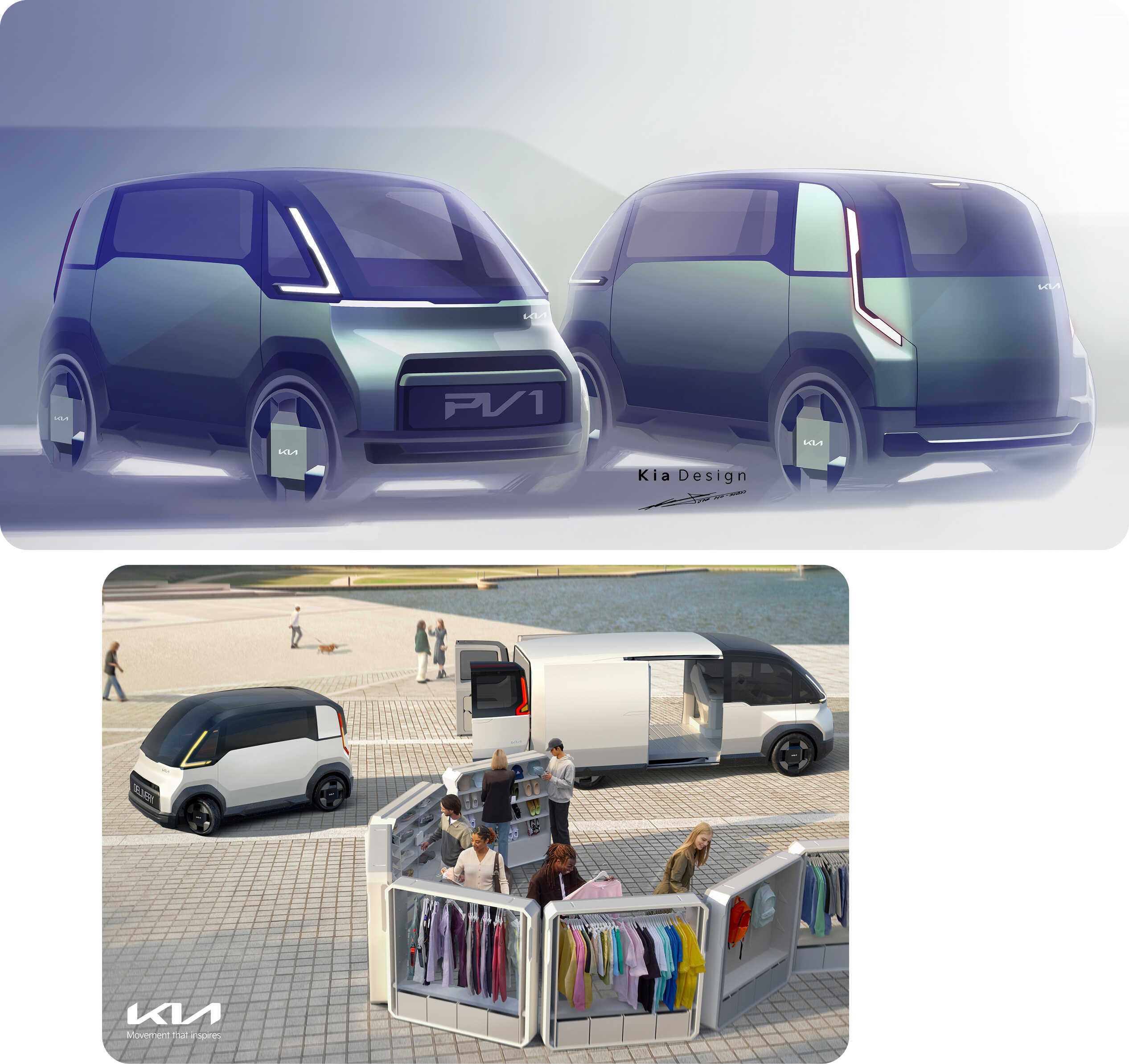 The design sketch of Kia PV1 and its use in transporting logistics