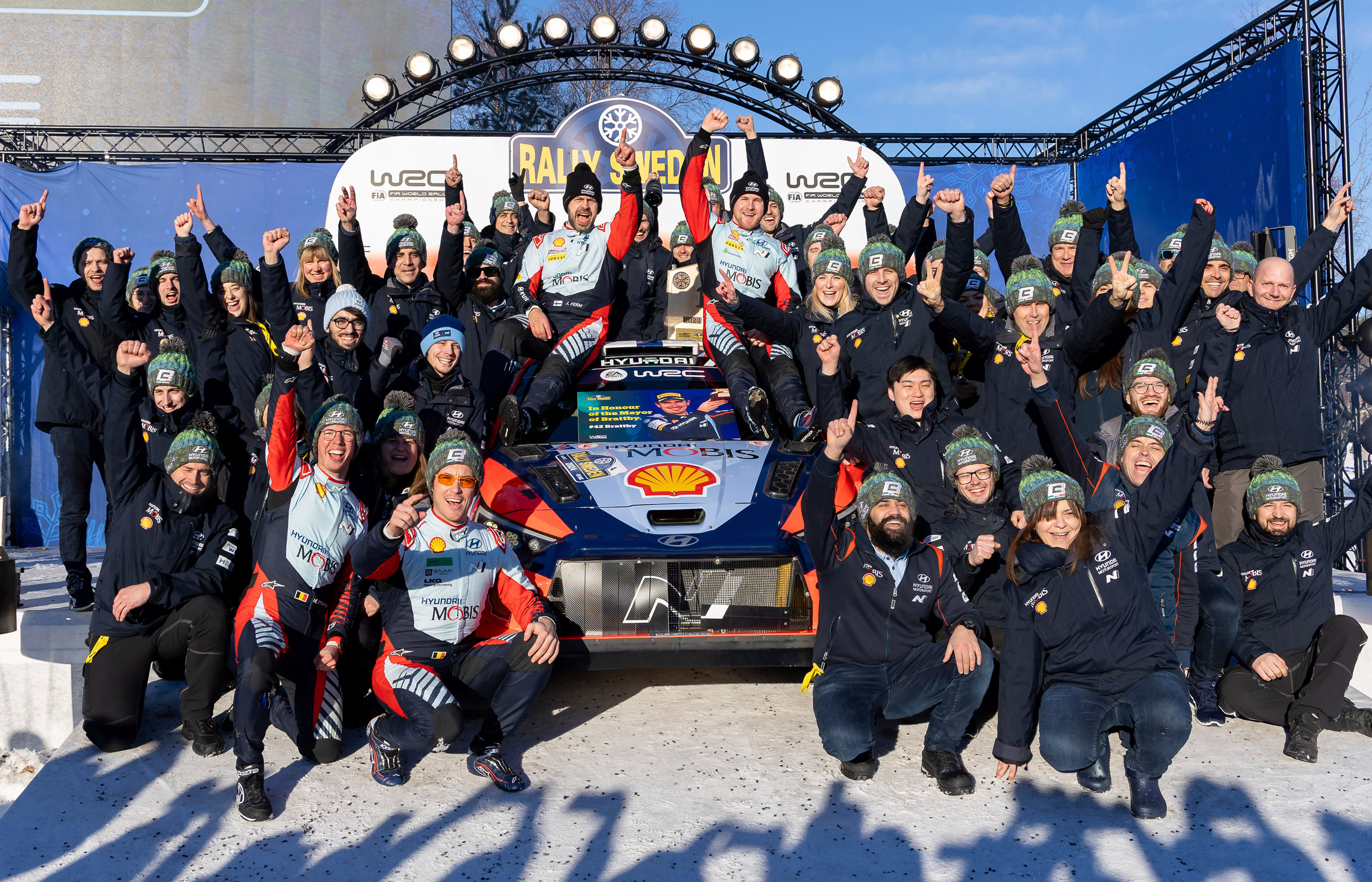 Group photo of Hyundai World Rally Team