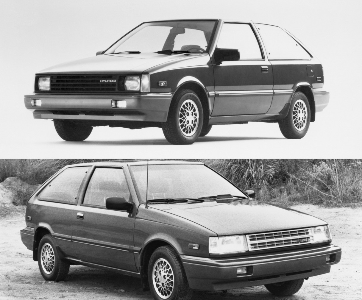 현대자동차가 미국 시장에 처음 진출했을 때 출시한 엑셀의 모습