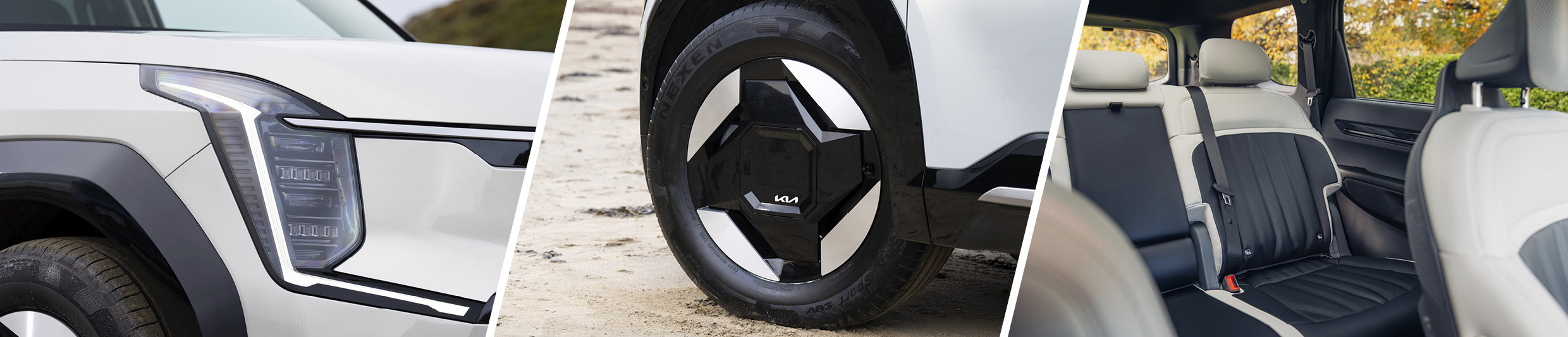 기아 EV9의 헤드램프, 휠, 리어시트
