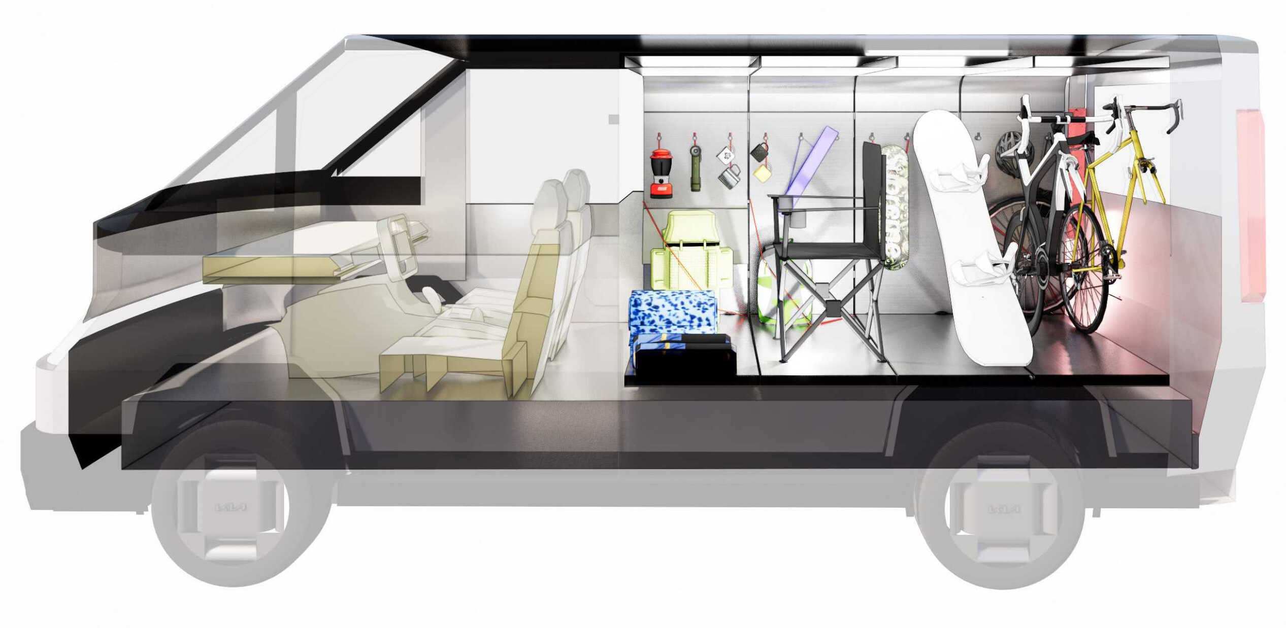 Interior view of PBV storing various items