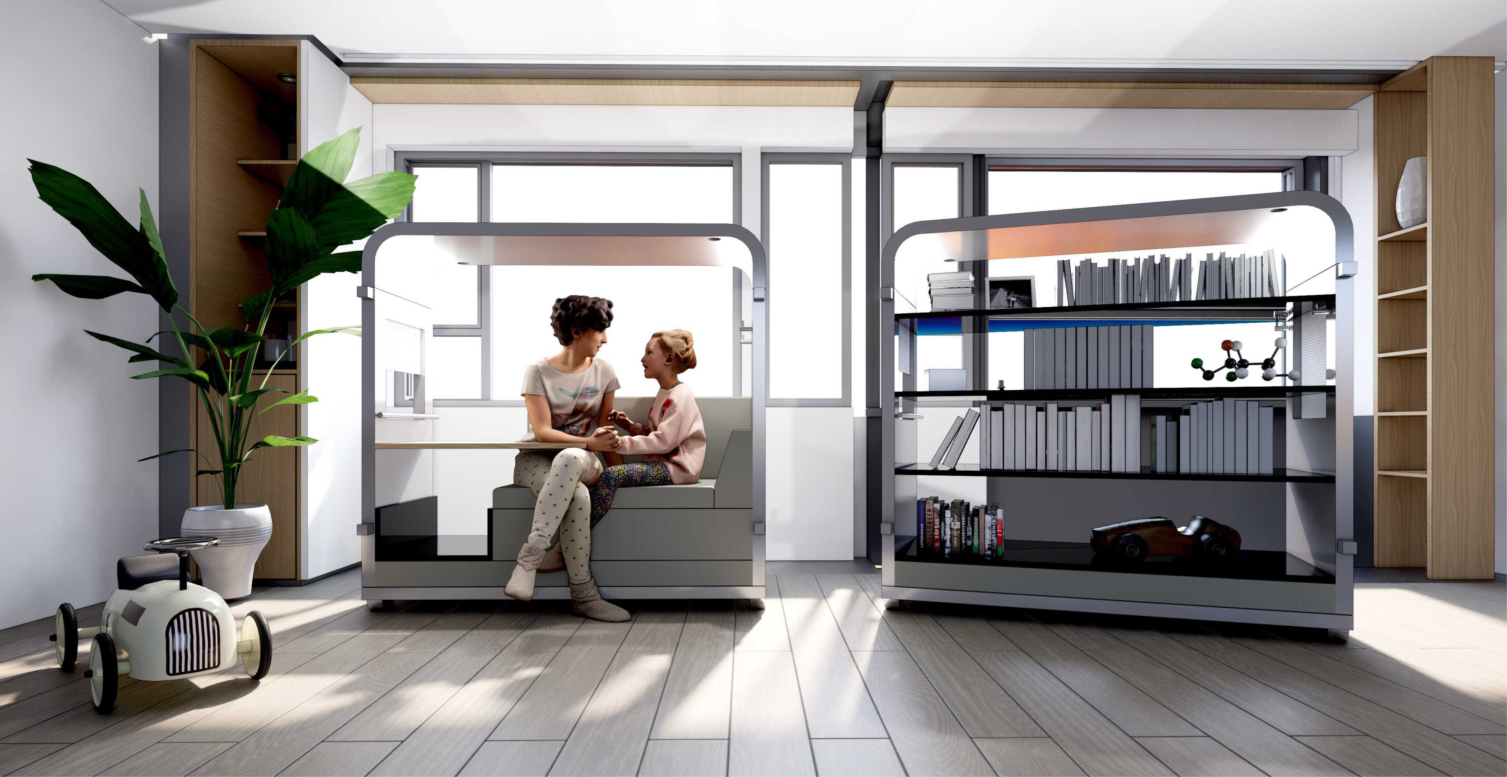 집안에서 대화를 나누고 있는 아이와 엄마의 모습