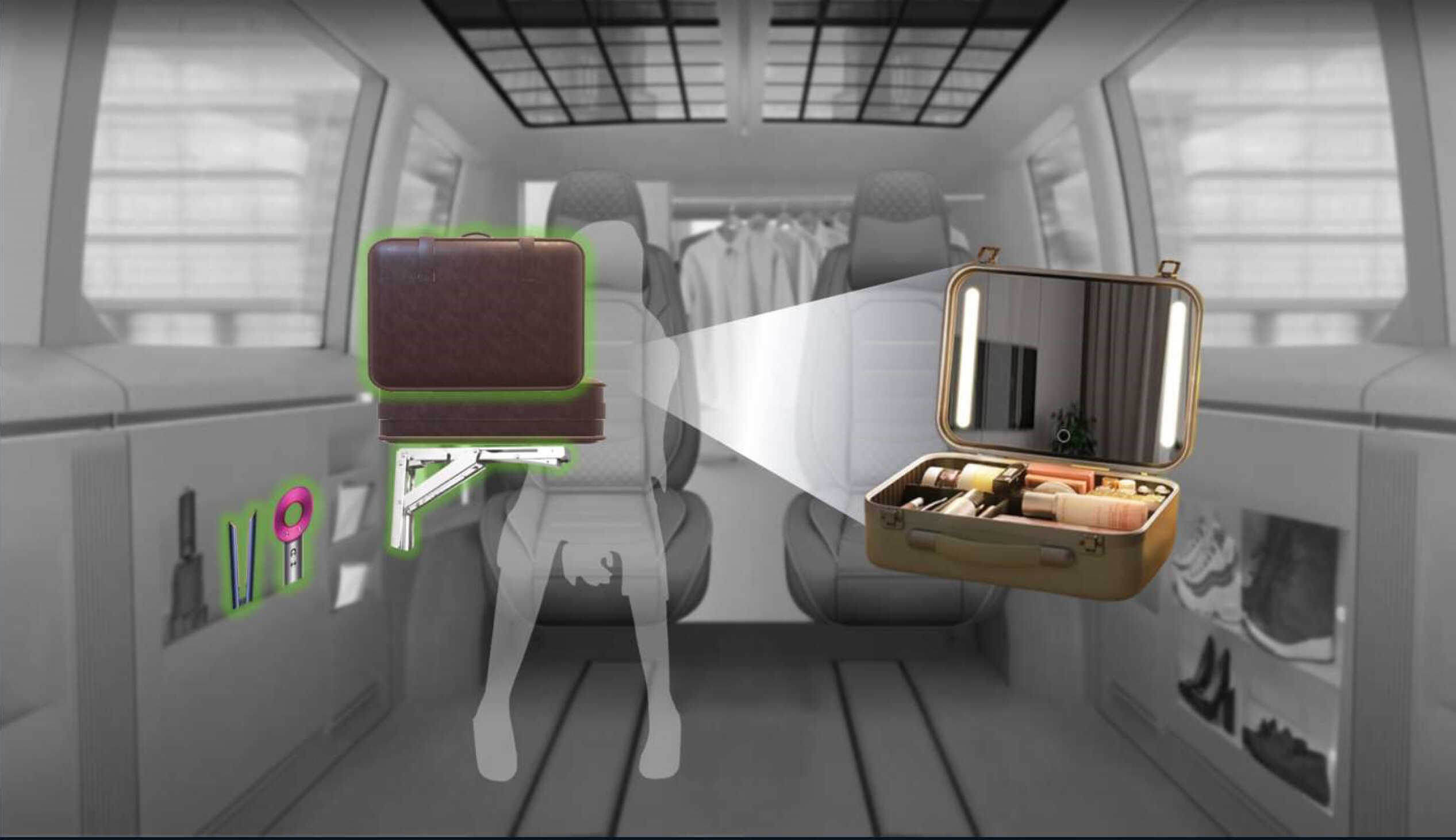 메이크업이 가능하게 구현된 PBV의 실내 모습