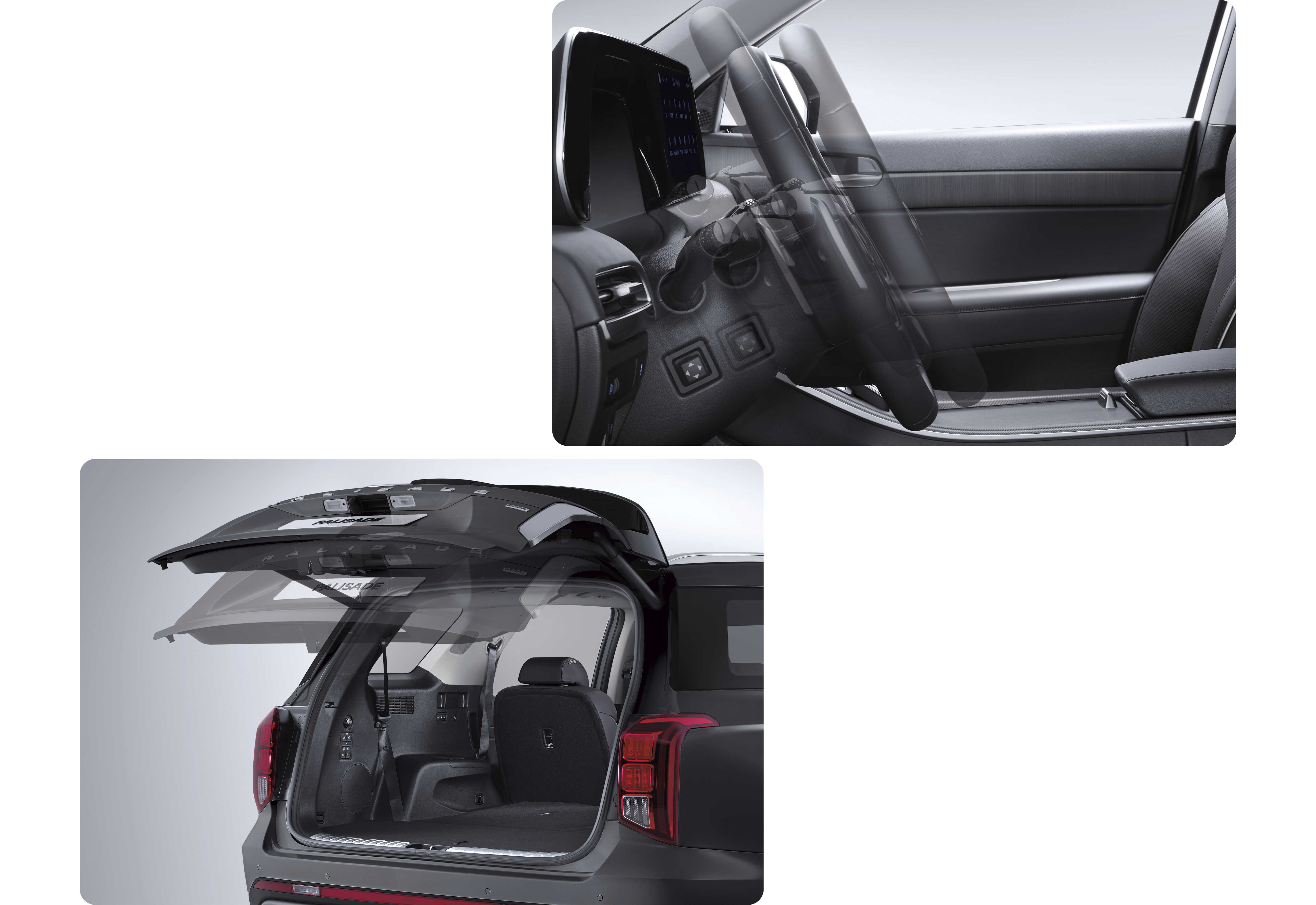 스티어링 텔레스코픽 틸트 연출, 파워테일게이트 연출 모습