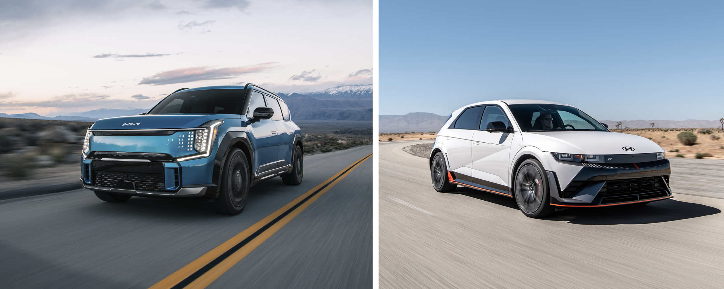 기아 EV9과 현대자동차 아이오닉 5 N의 주행 모습