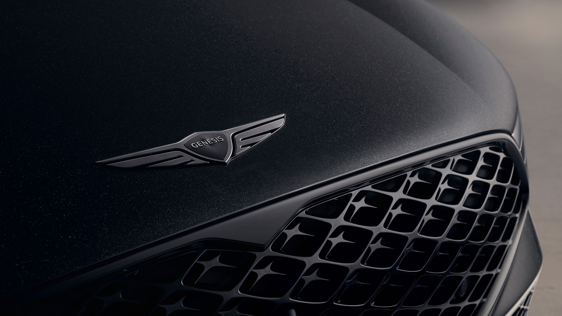 제네시스 G90 블랙 전면 엠블럼