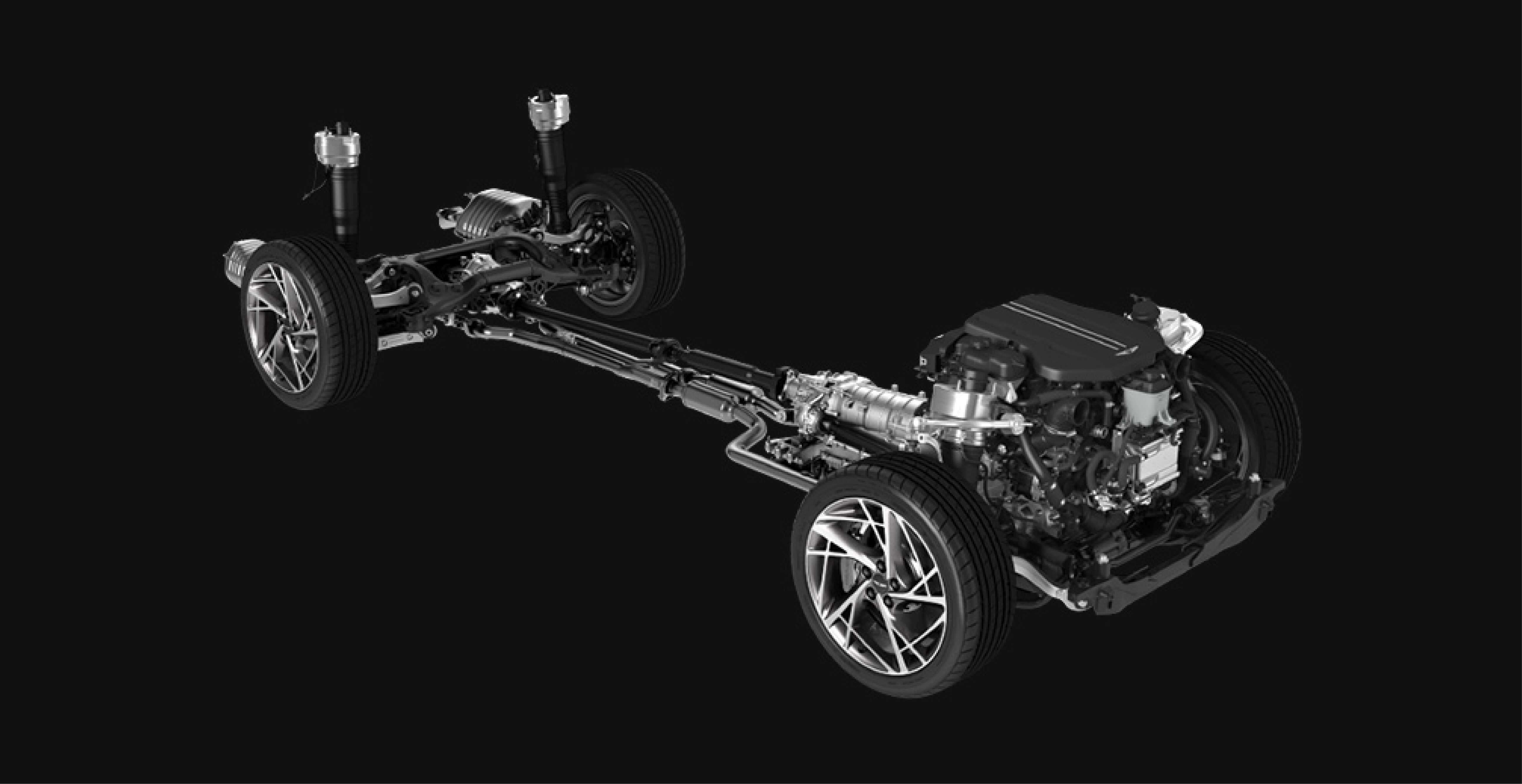 서스펜션, 구동계를 포함한 제네시스 G90의 내부 모습