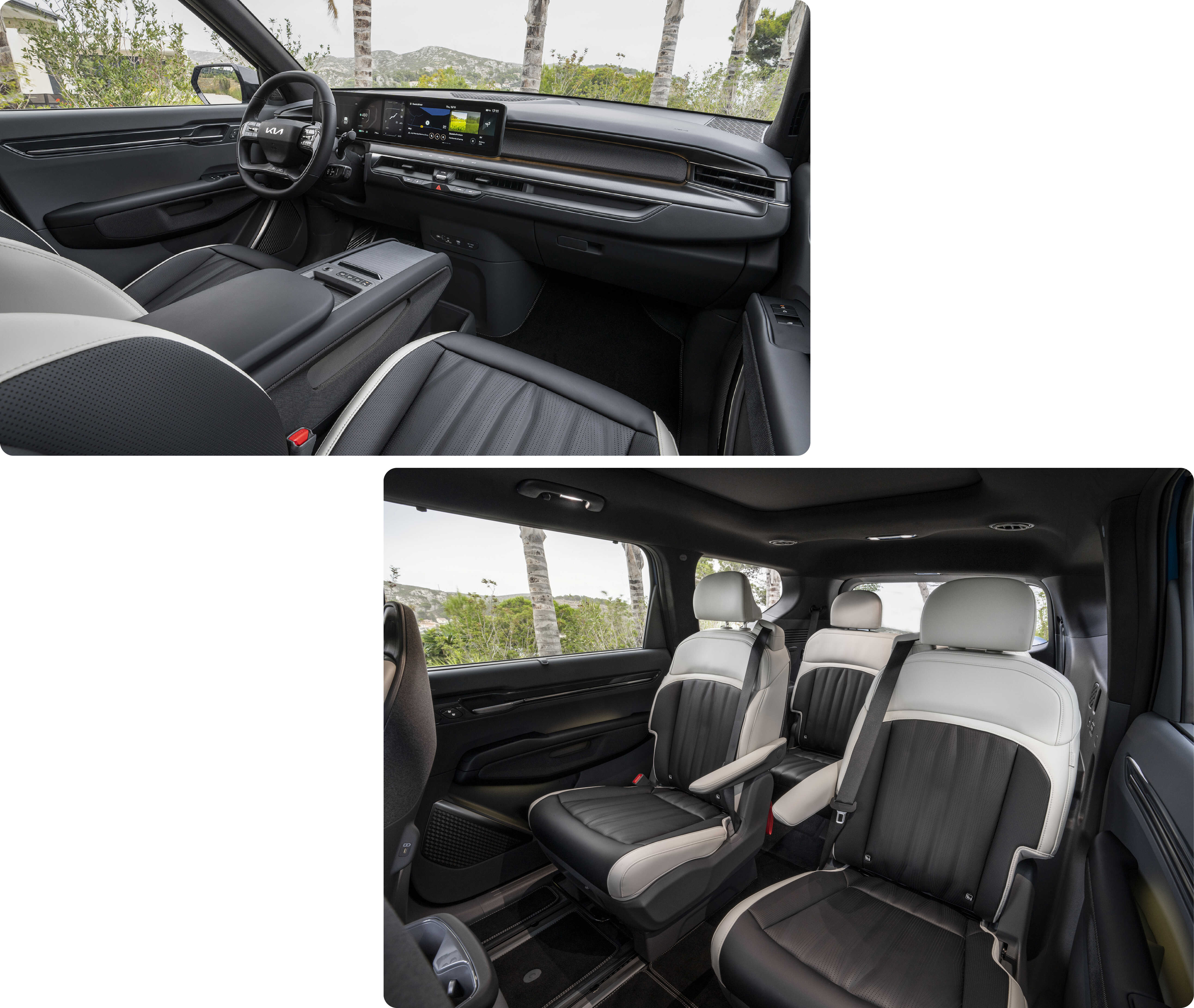 기아 EV9의 1열과 시트의 모습