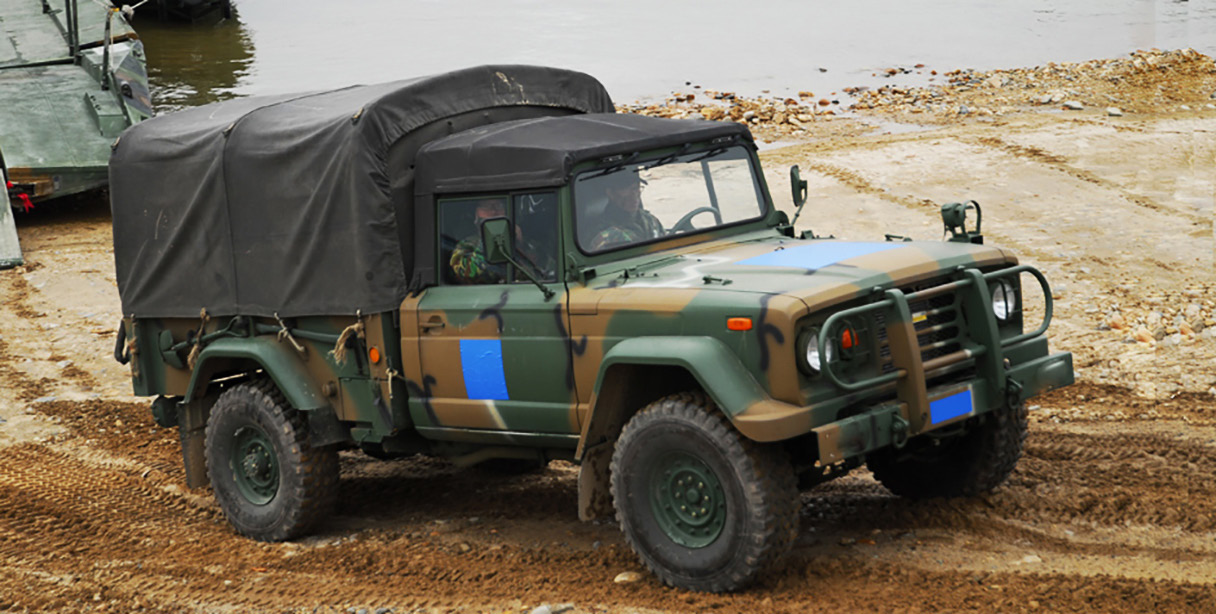 the front side of a military vehicle